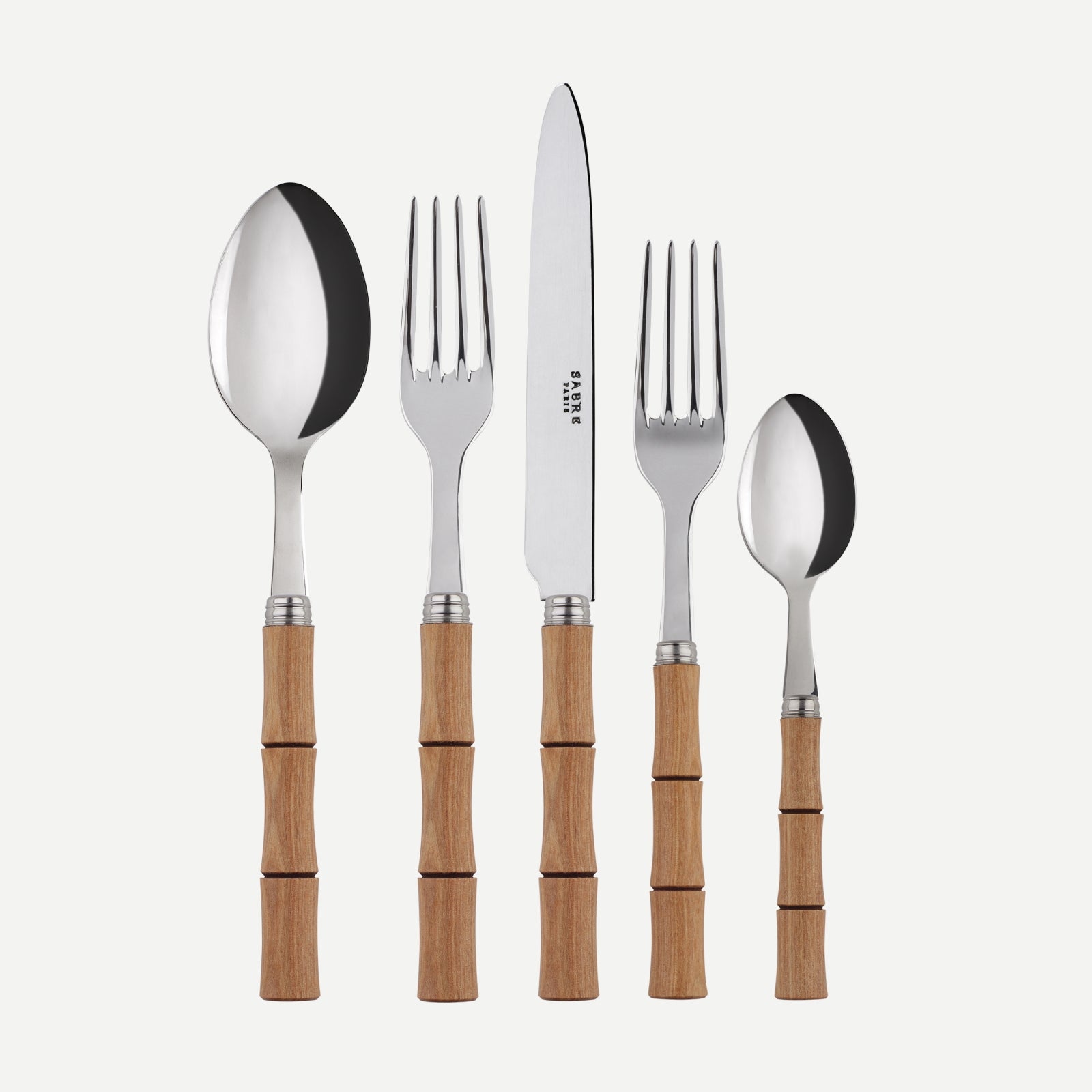 Bambou, Bois stratifié clair - Set de 5 couverts de table