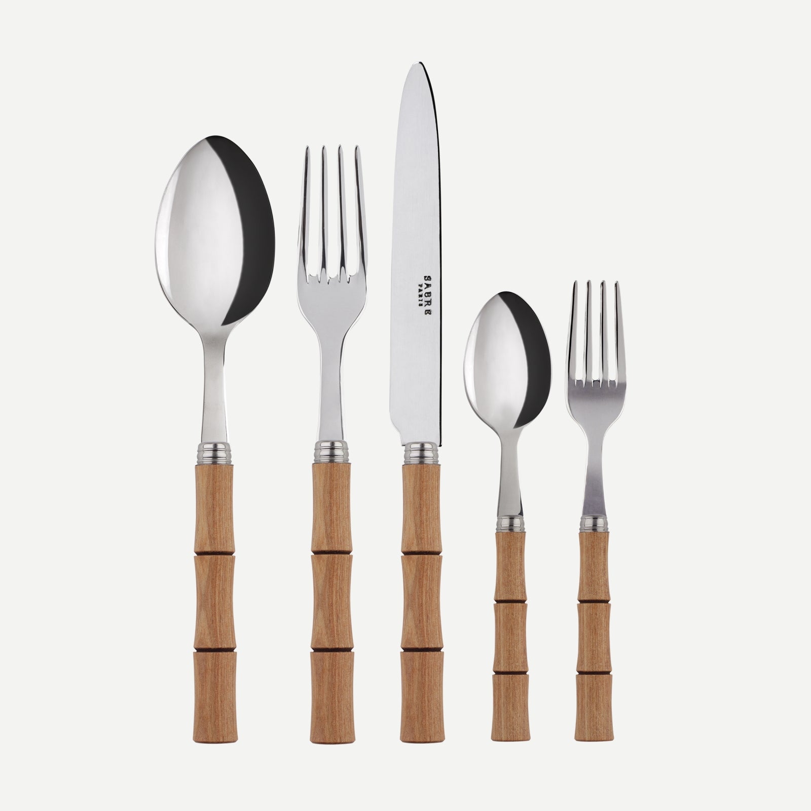 Bambou, Bois stratifié clair - Set de 5 couverts de table