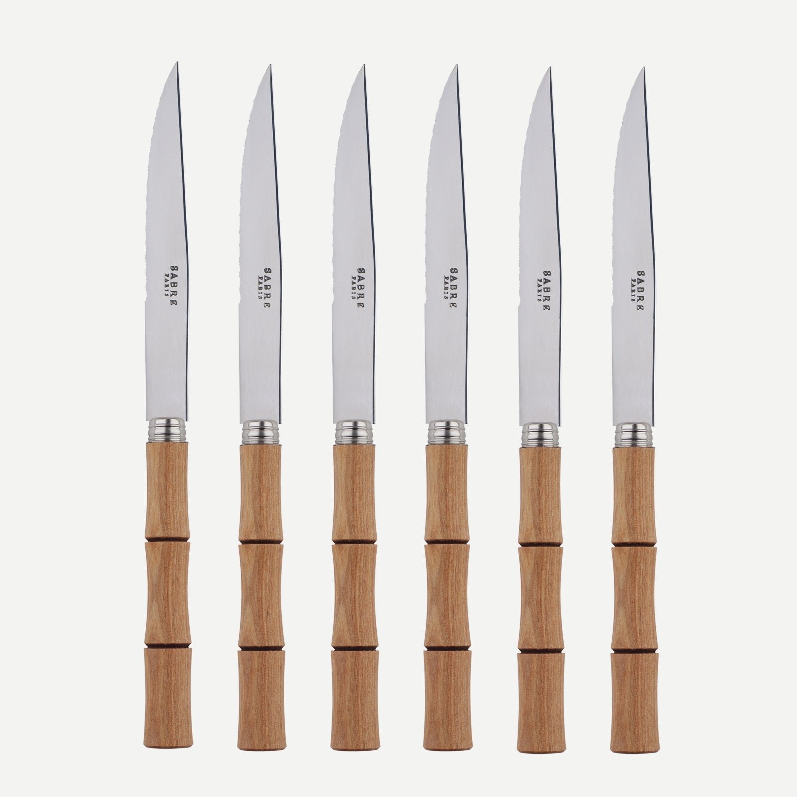 Bambou, Bois stratifié clair - Set de 6 couteaux à steak