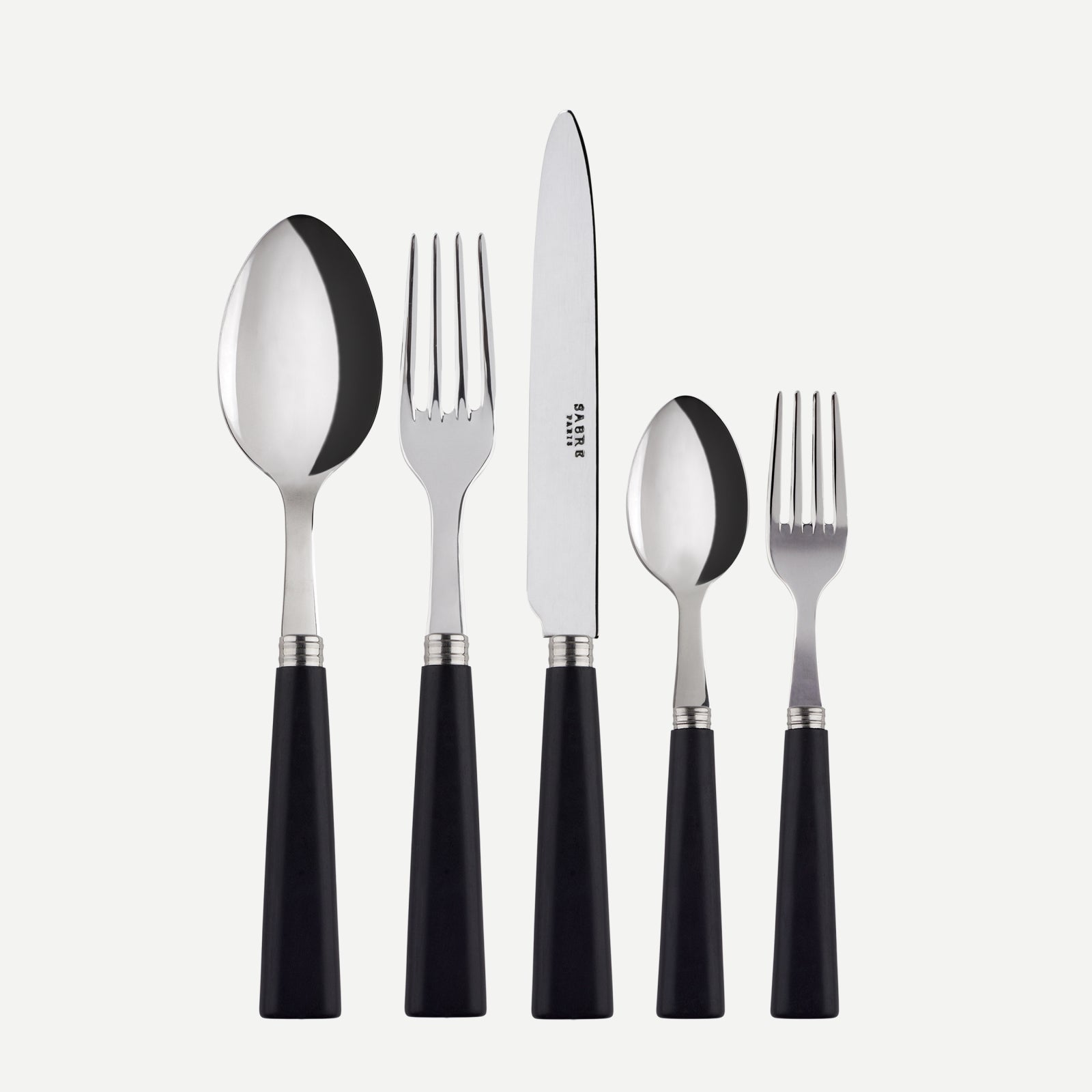 Nature, Black press wood - 5 pieces cutlery set