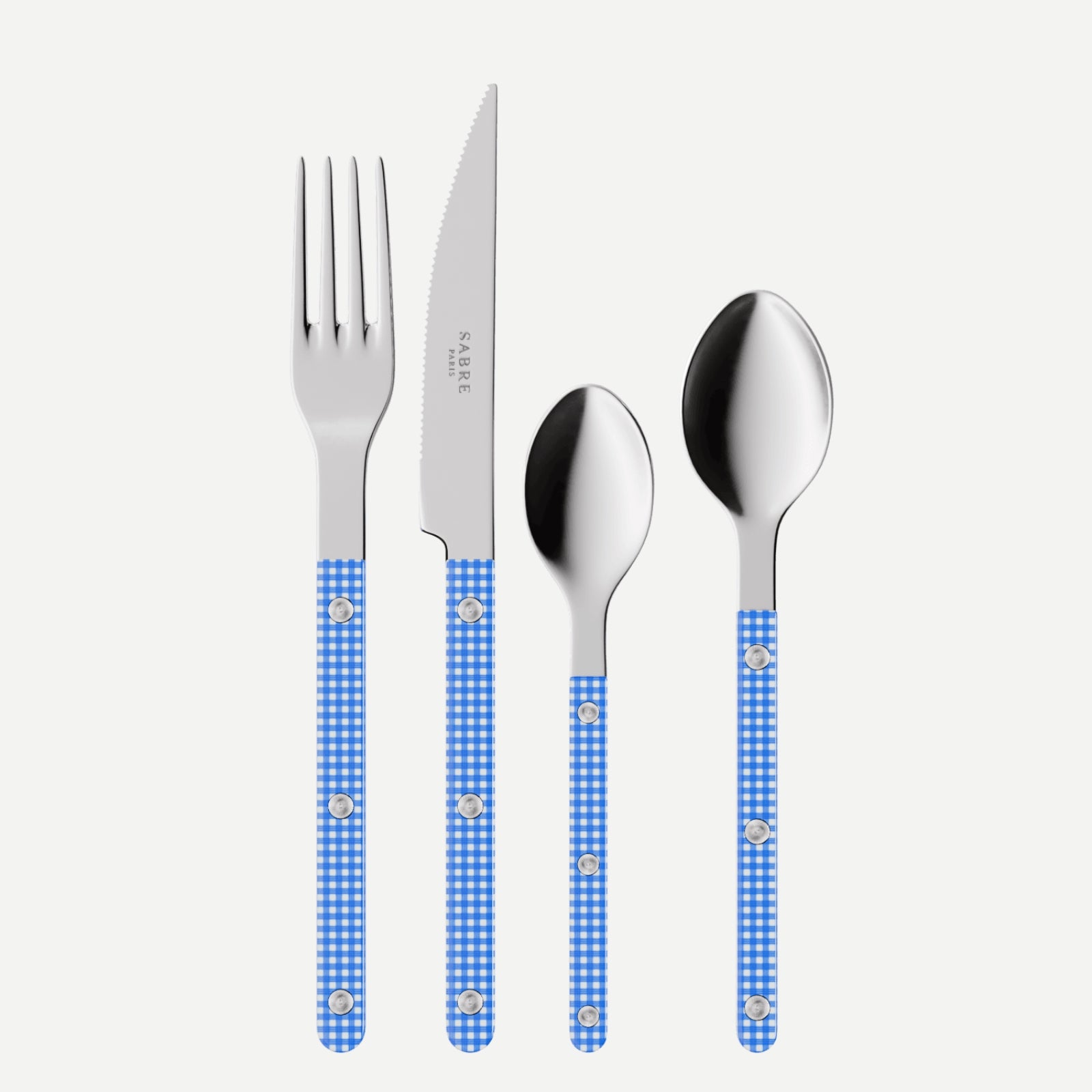 Bistrot Vichy, Bleu - Set de 4 couverts de table