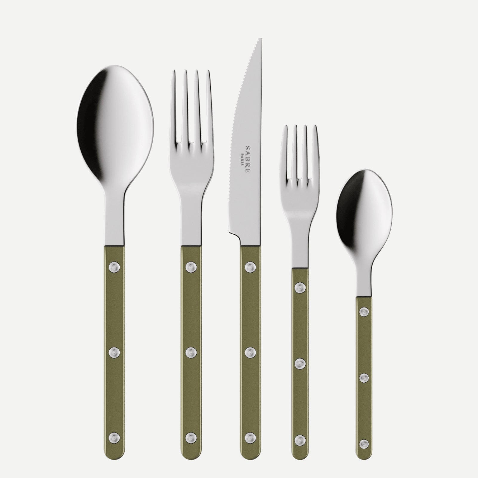 Bistrot Pearly, Olive - Set de 5 couverts de table