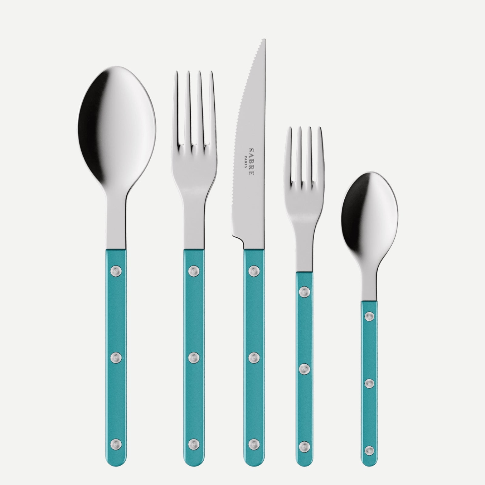 Bistrot Pearly, Turquoise - Set de 5 couverts de table