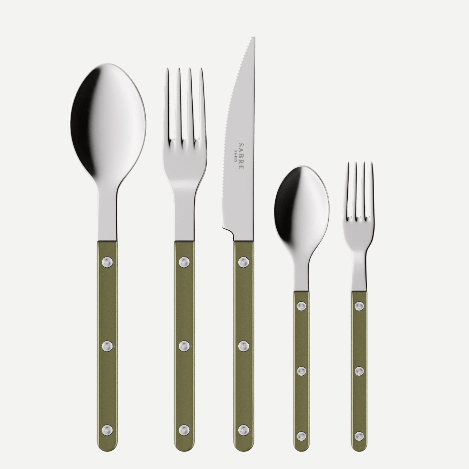 Bistrot Pearly, Olive - 5 pieces cutlery set