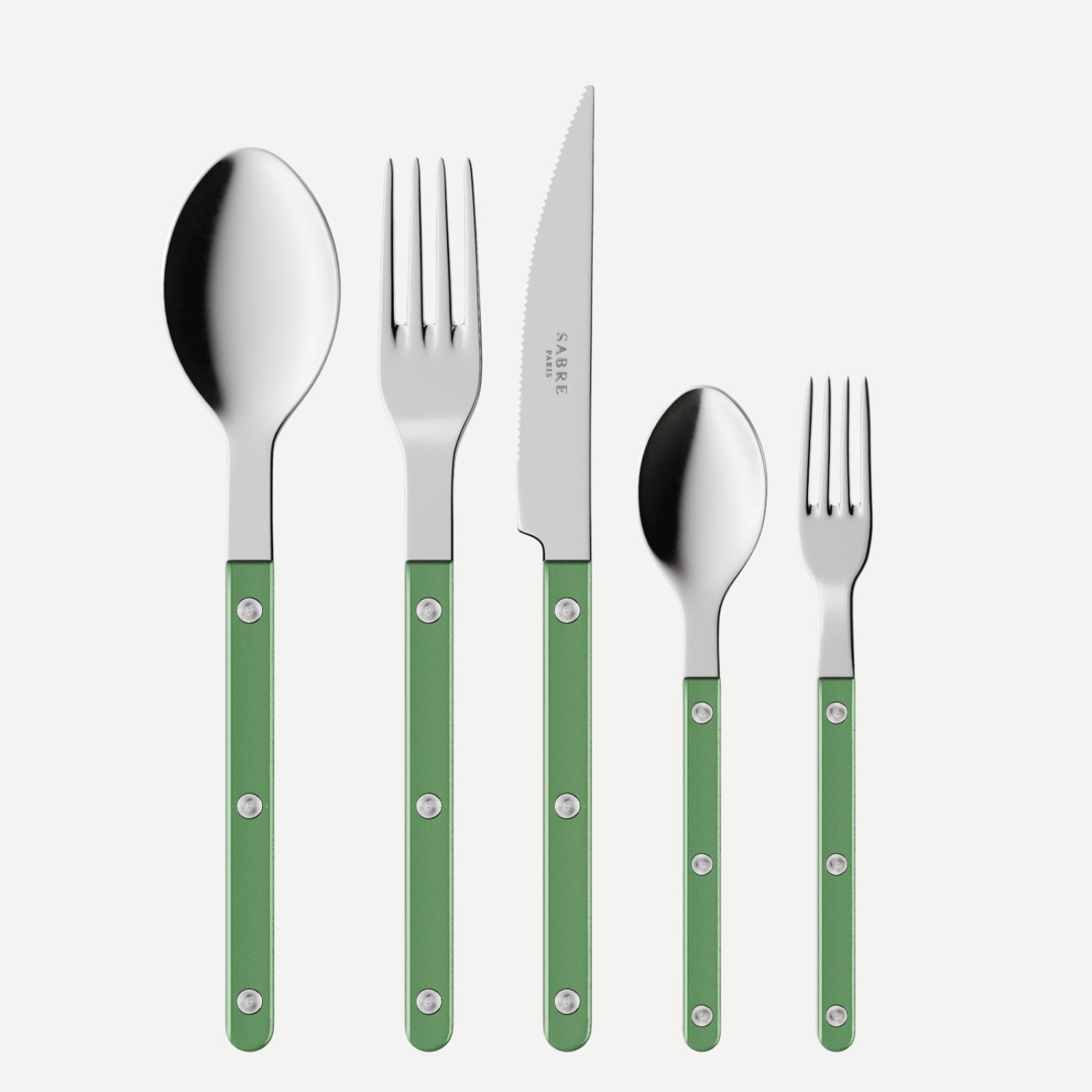 Bistrot Pearly, Garden green - 5 pieces cutlery set