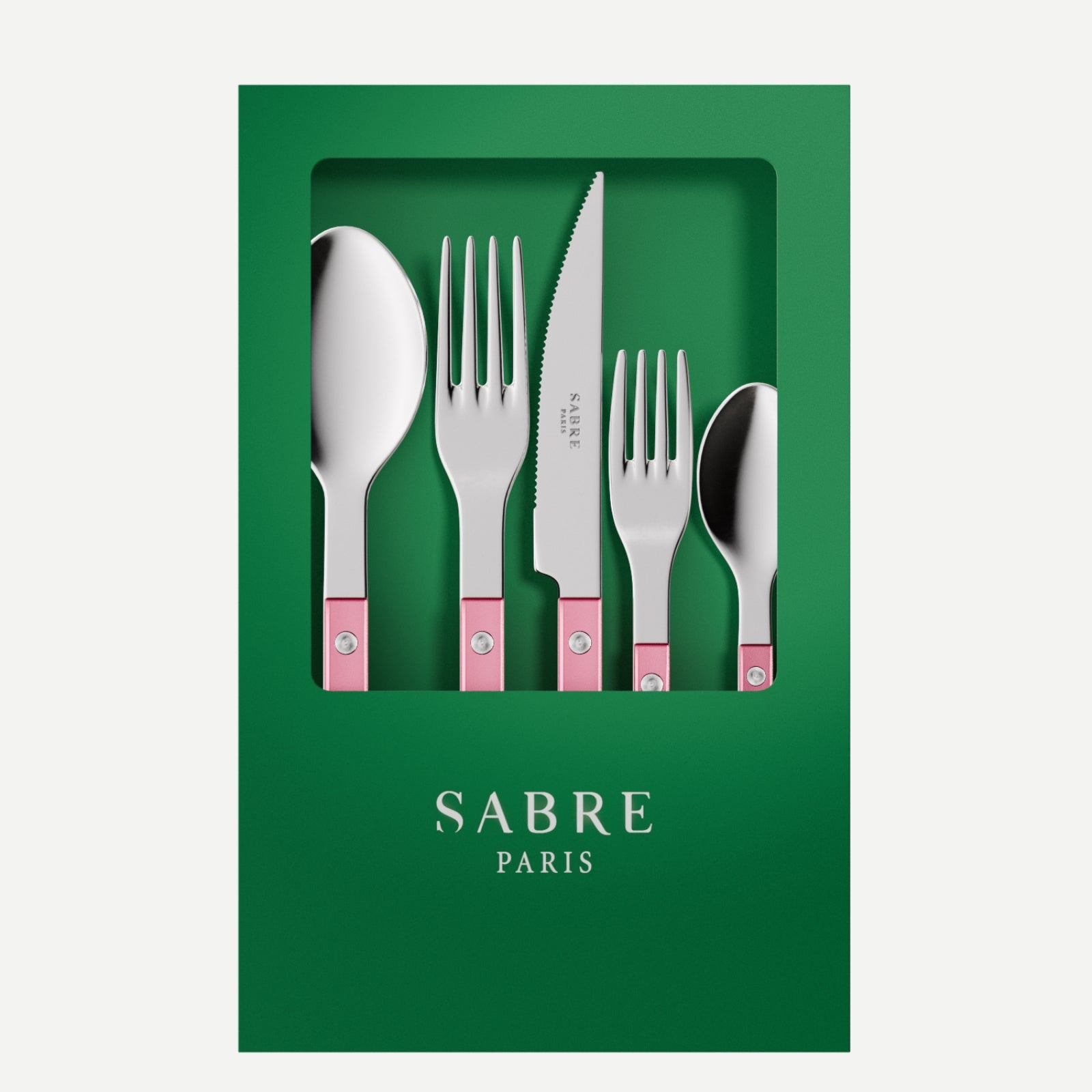 Bistrot Pearly, Rose dragée - Coffret de 5 couverts de table