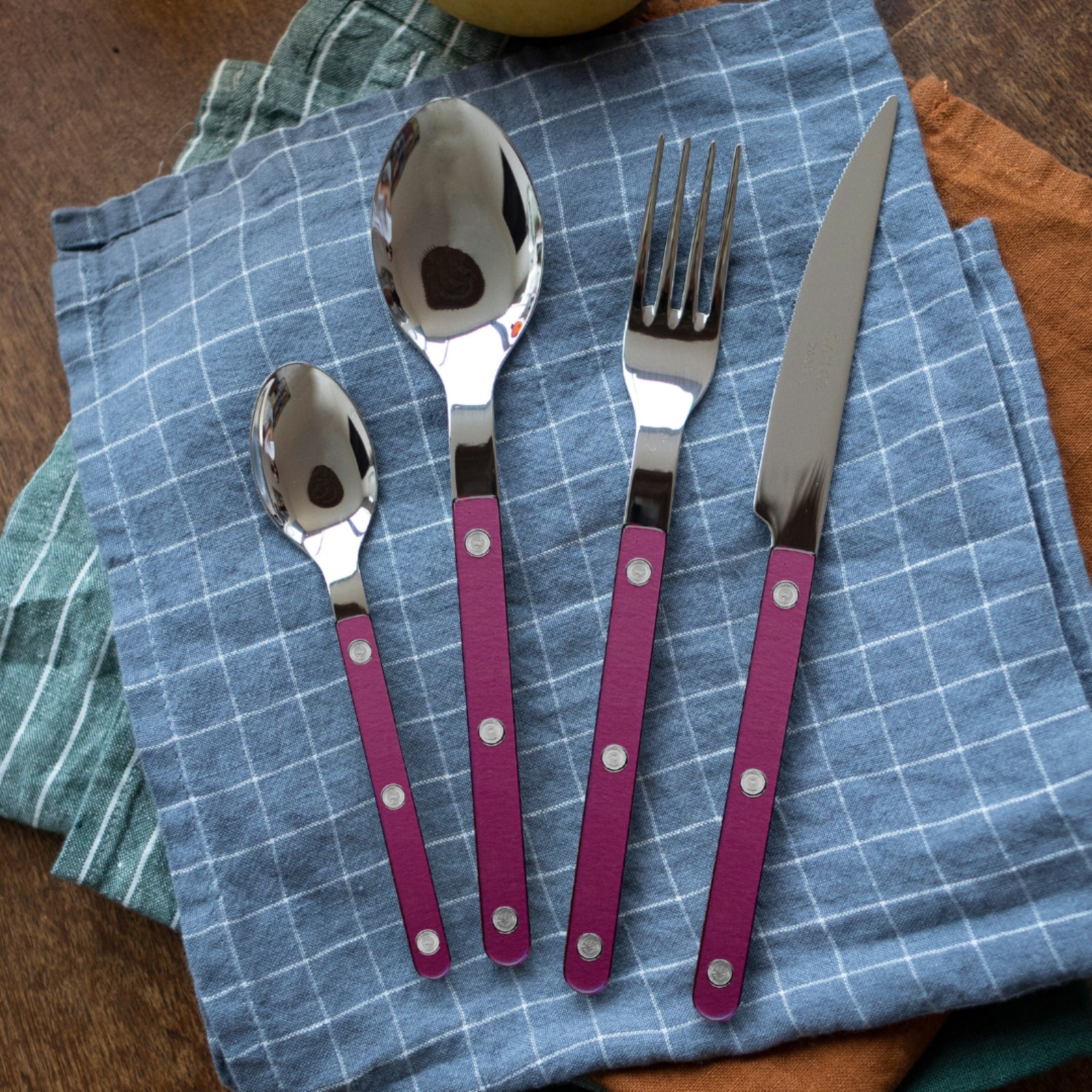 Bistrot Pearly, Aubergine - Coffret de 4 couverts de table