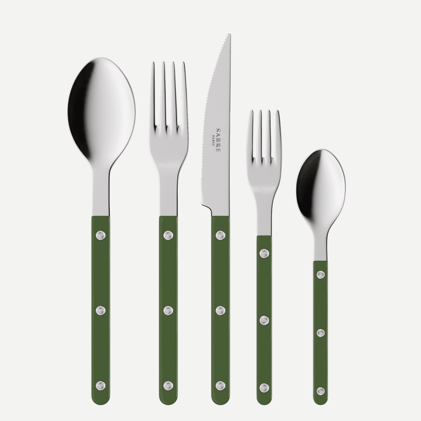Bistrot Uni, Vert - Set de 5 couverts de table