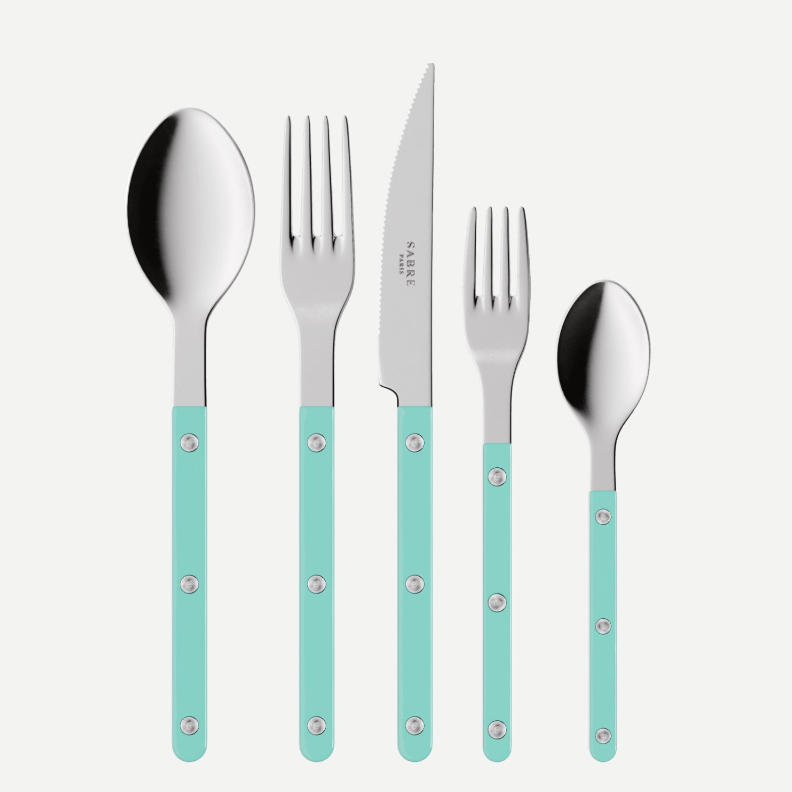 Bistrot Uni, Turquoise - Set de 5 couverts de table
