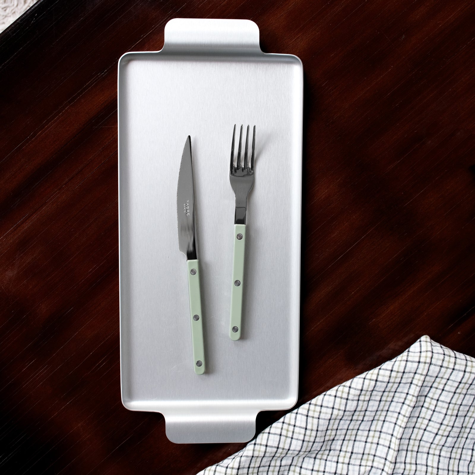 Bistrot Uni, Asperge - Set de 5 couverts de table