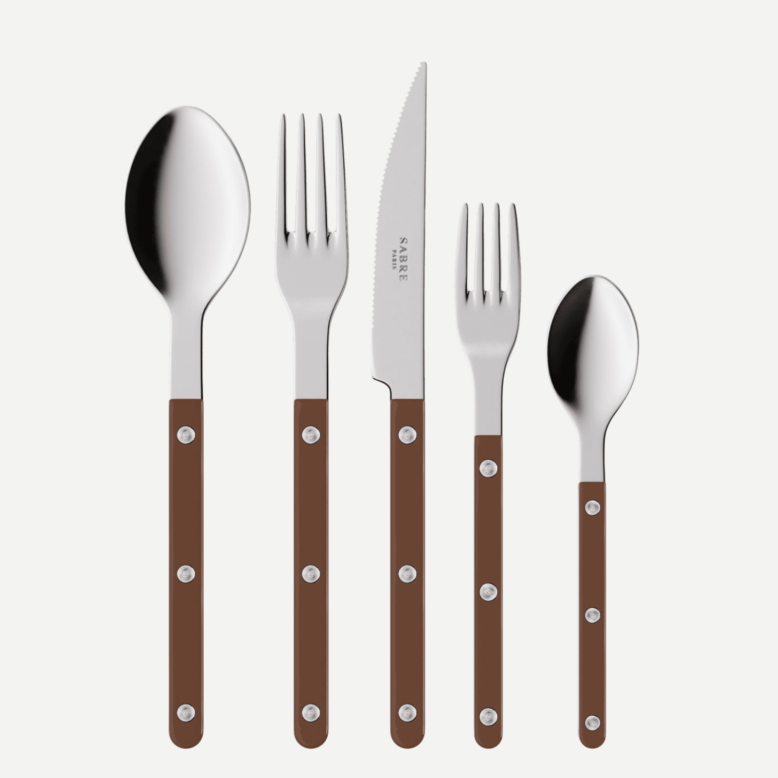 Bistrot Uni, Chocolat - Set de 5 couverts de table