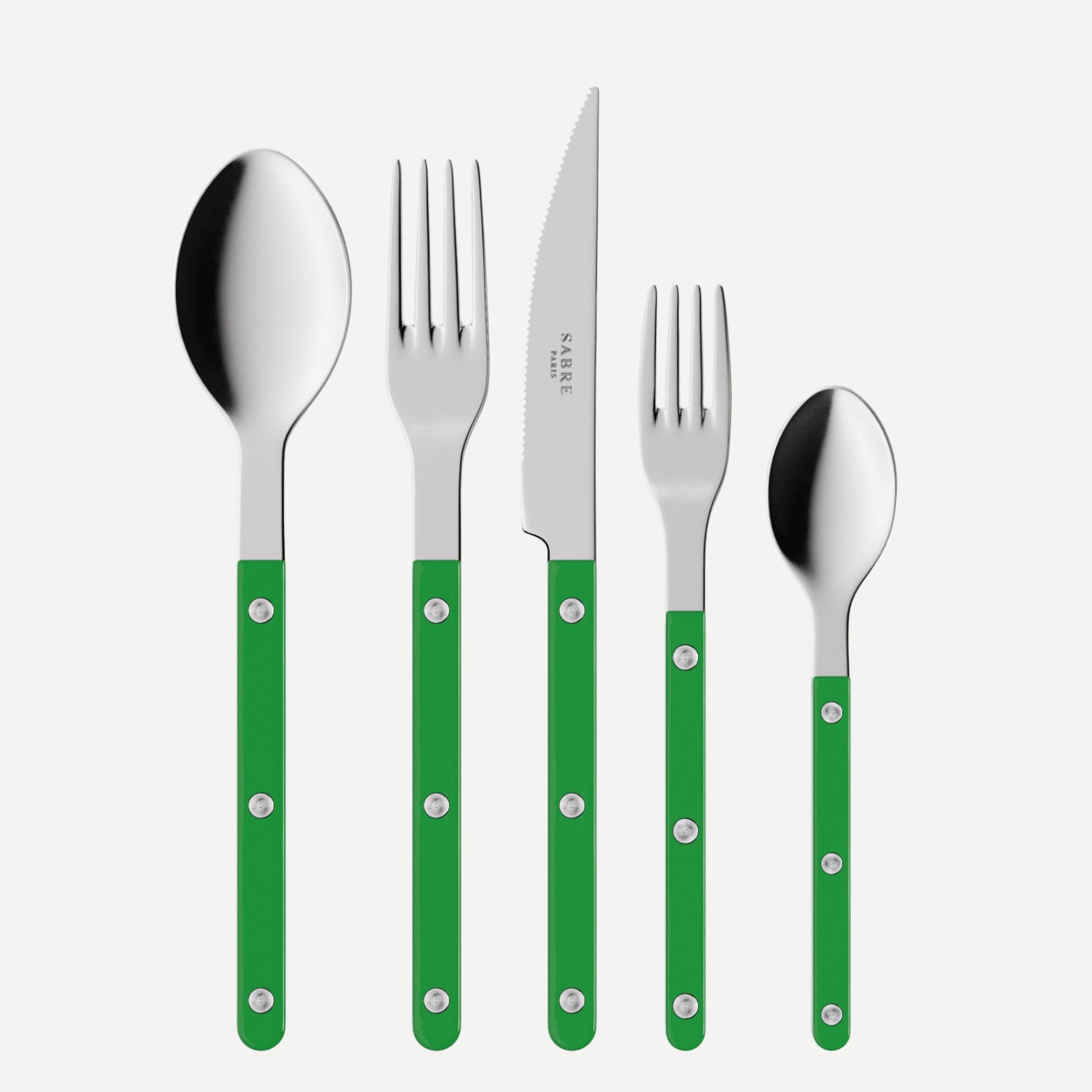 Bistrot Uni, Vert jardin - Set de 5 couverts de table