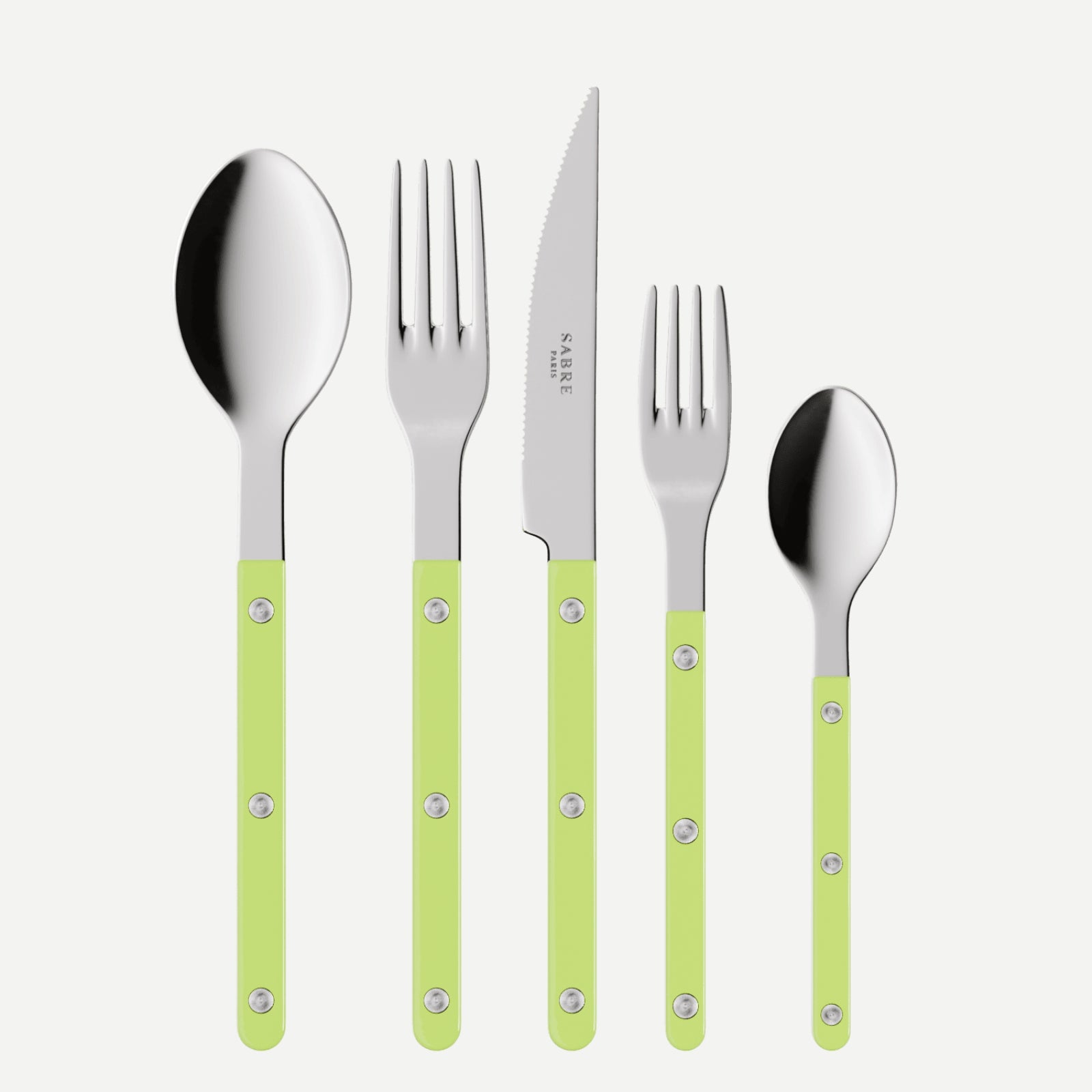 Bistrot Uni, Lime - Set de 5 couverts de table