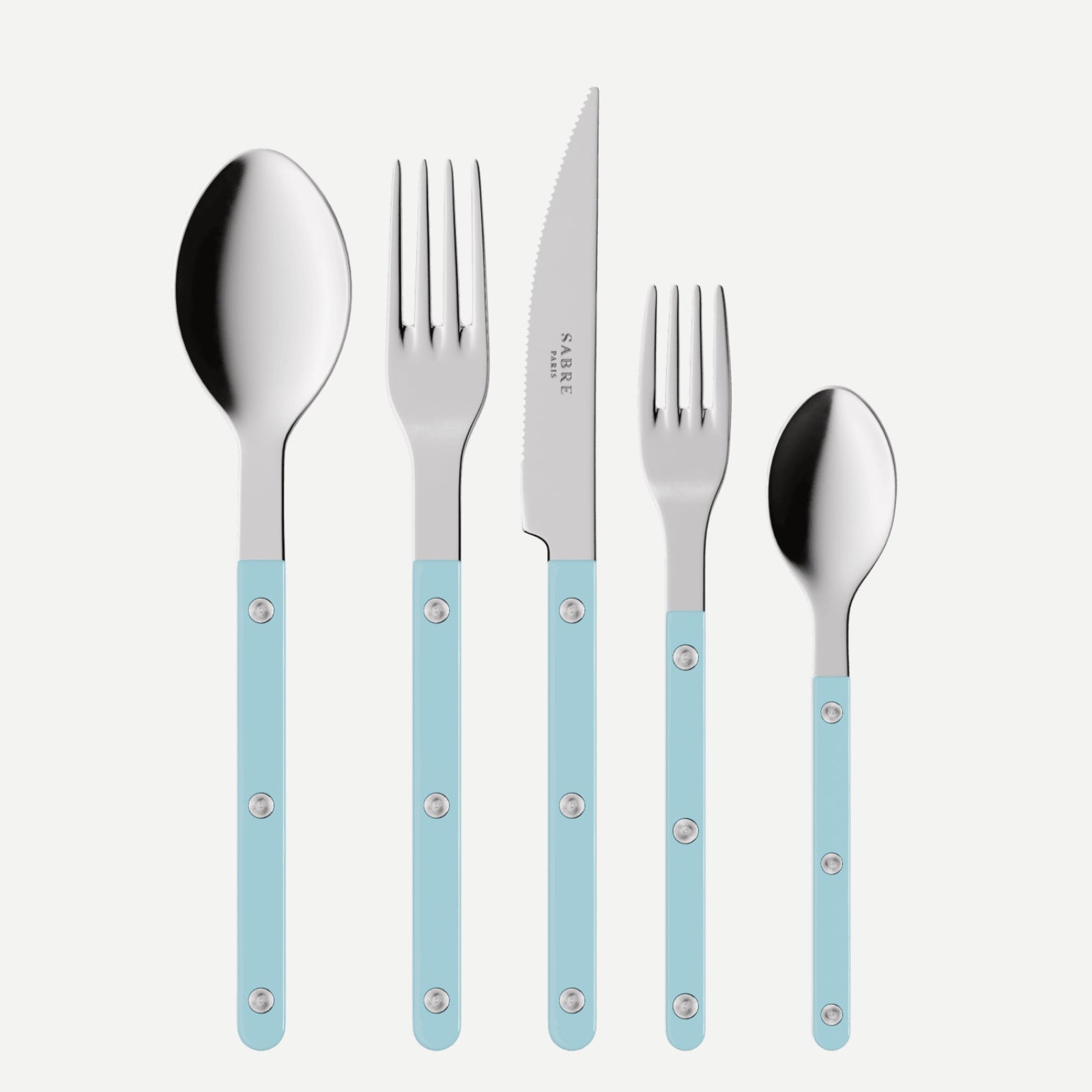 Bistrot Uni, Bleu pastel - Set de 5 couverts de table