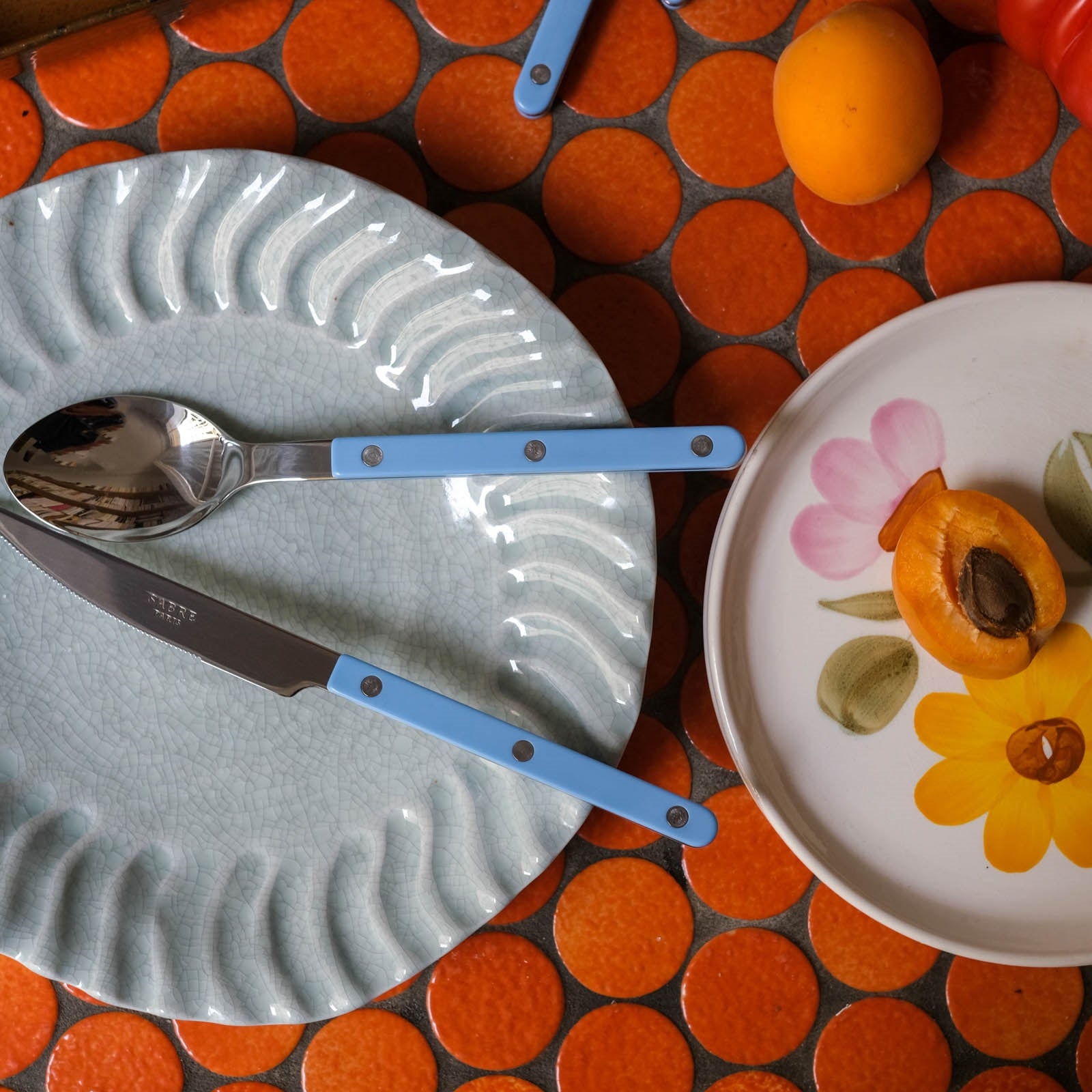 Bistrot Uni, Bleu pastel - Set de 5 couverts de table