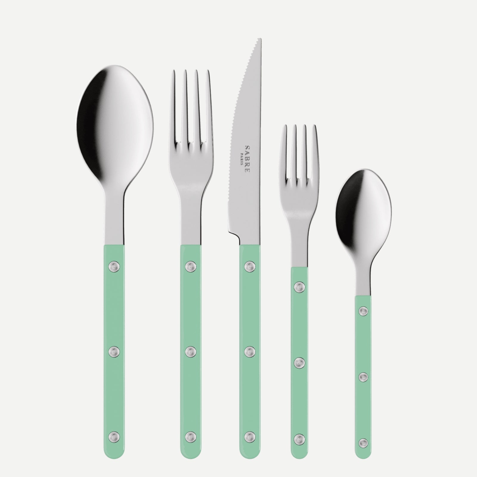 Bistrot Uni, Vert pastel - Set de 5 couverts de table