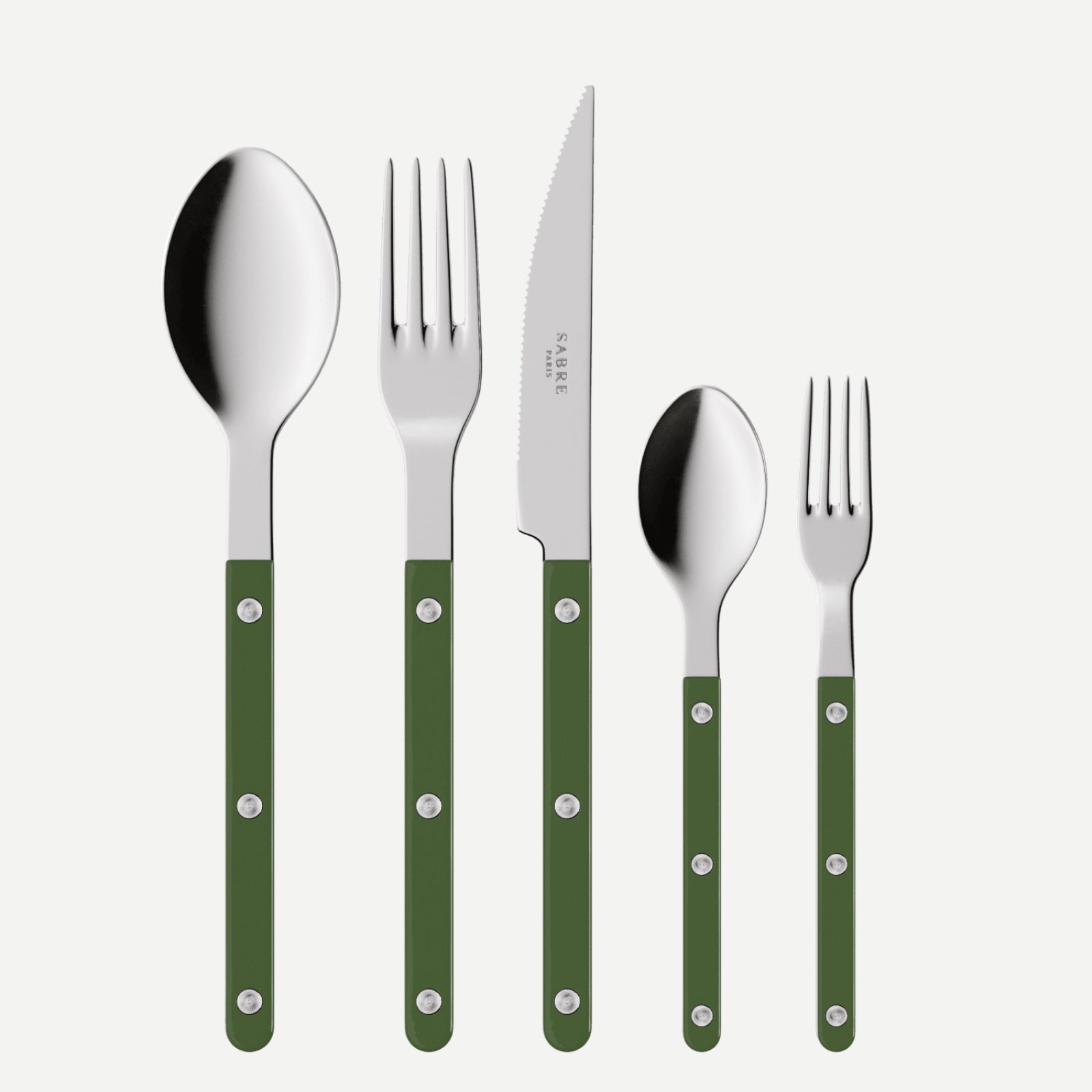 Bistrot Uni, Vert - Set de 5 couverts de table