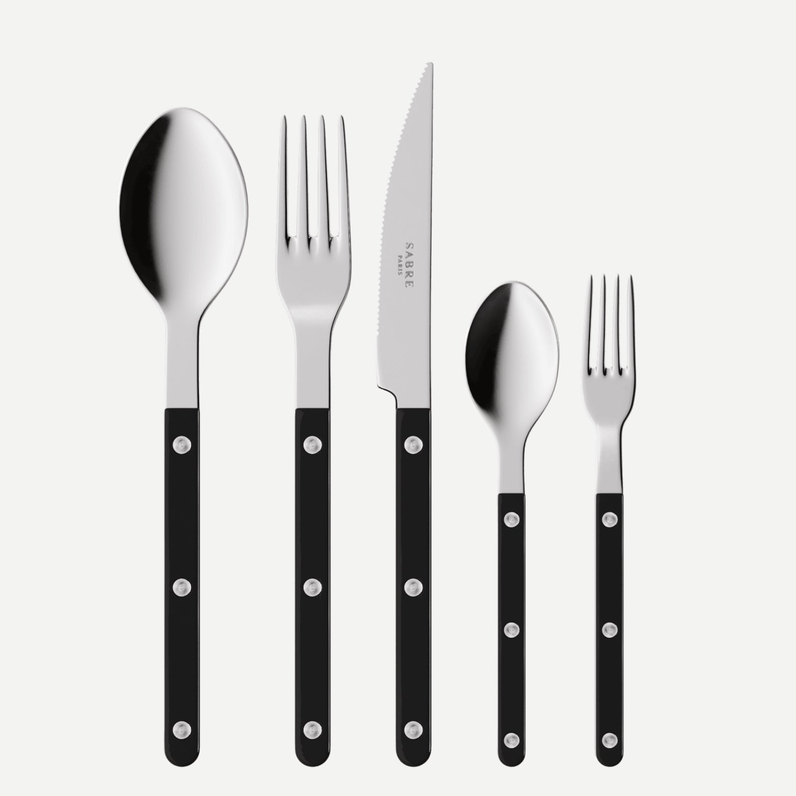 Bistrot Uni, Noir - Set de 5 couverts de table