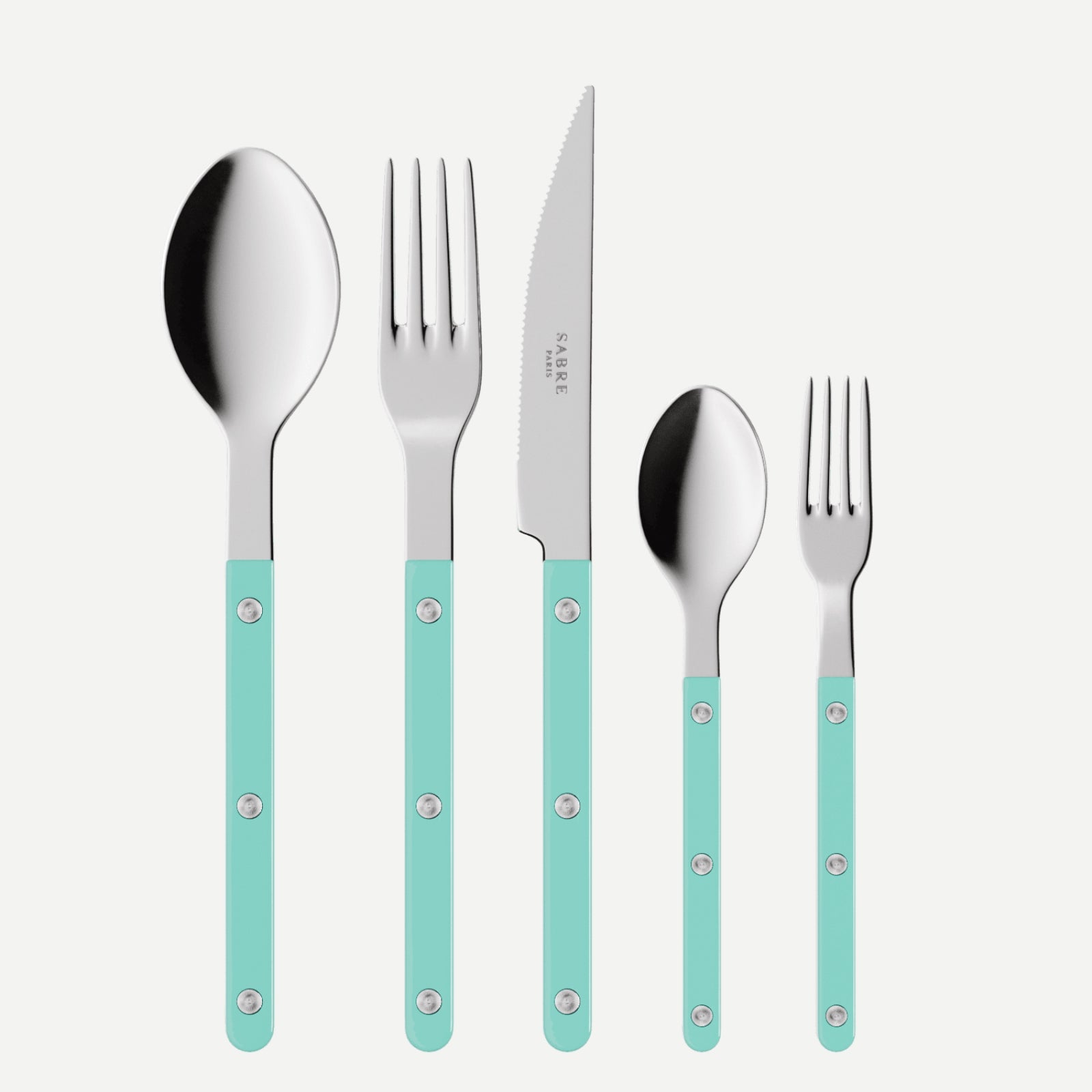 Bistrot Uni, Turquoise - Set de 5 couverts de table