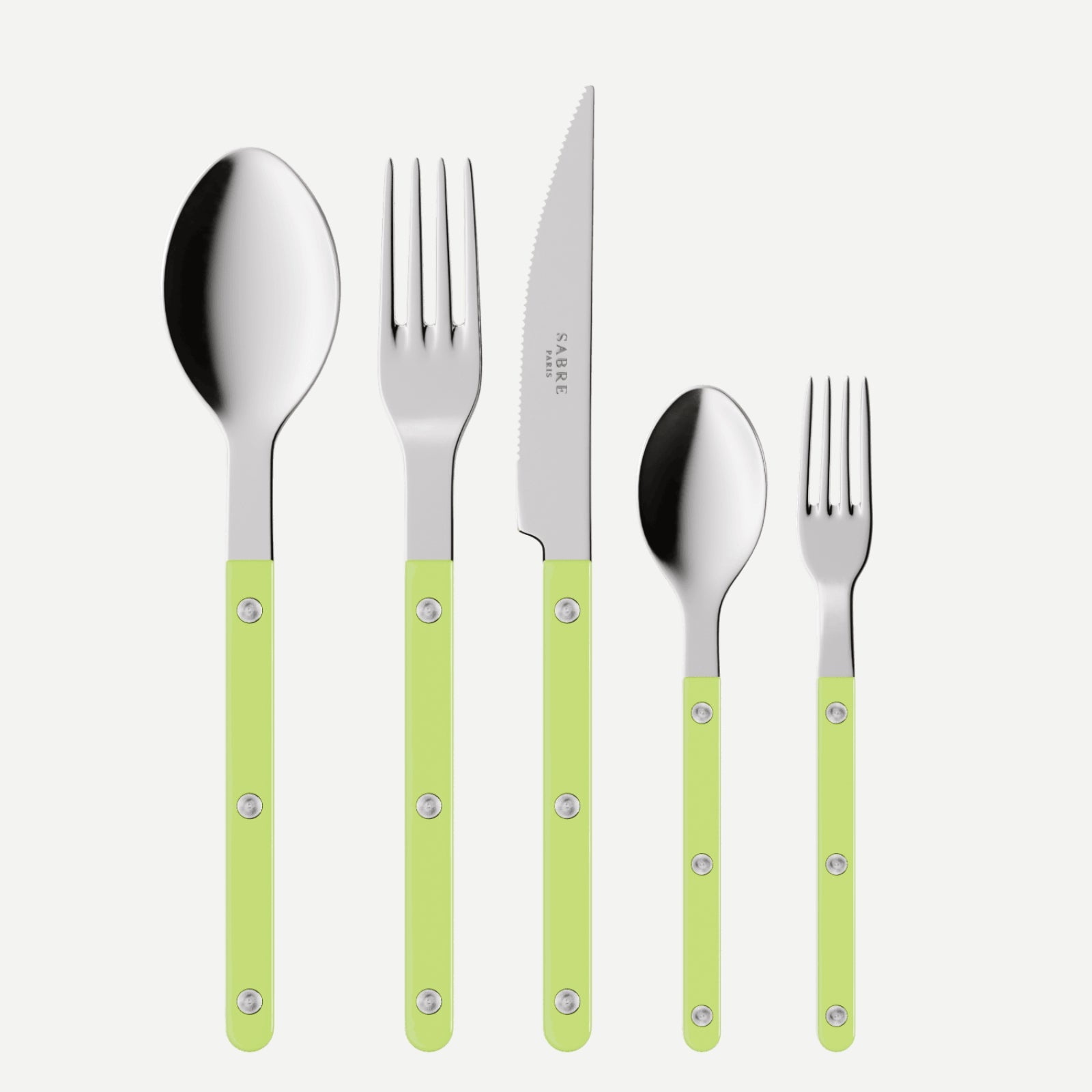 Bistrot Uni, Lime - Set de 5 couverts de table
