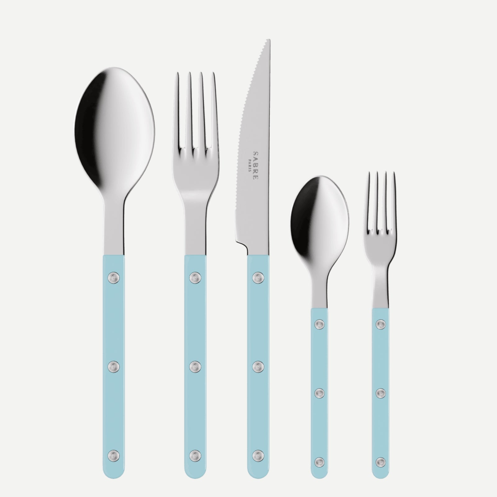 Bistrot Uni, Bleu pastel - Set de 5 couverts de table
