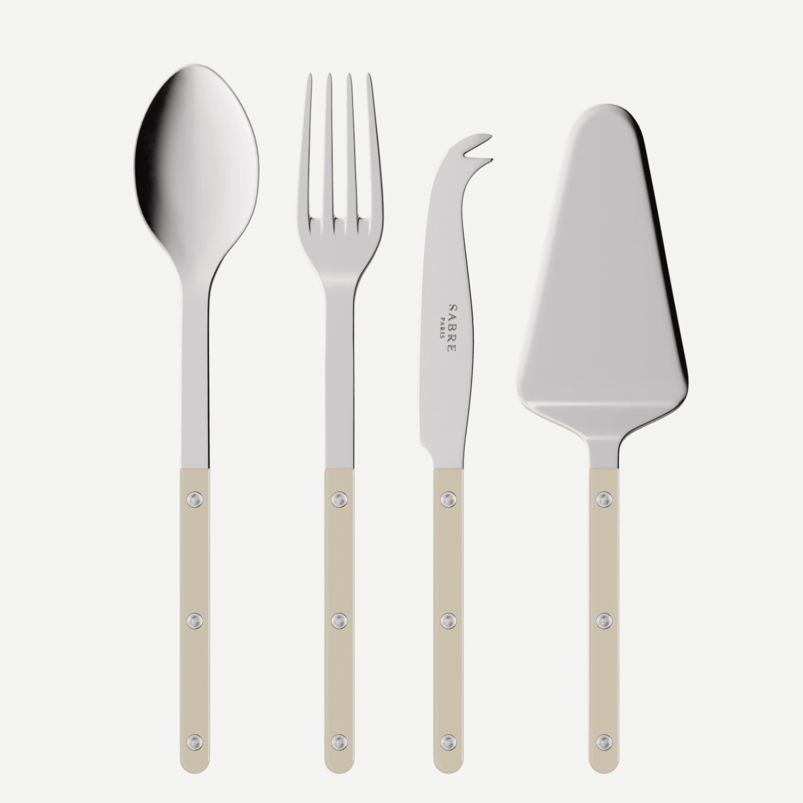Bistrot Solid, Mastic Hellbeige - Set Bistrot - 4-teiliges Servierbesteck