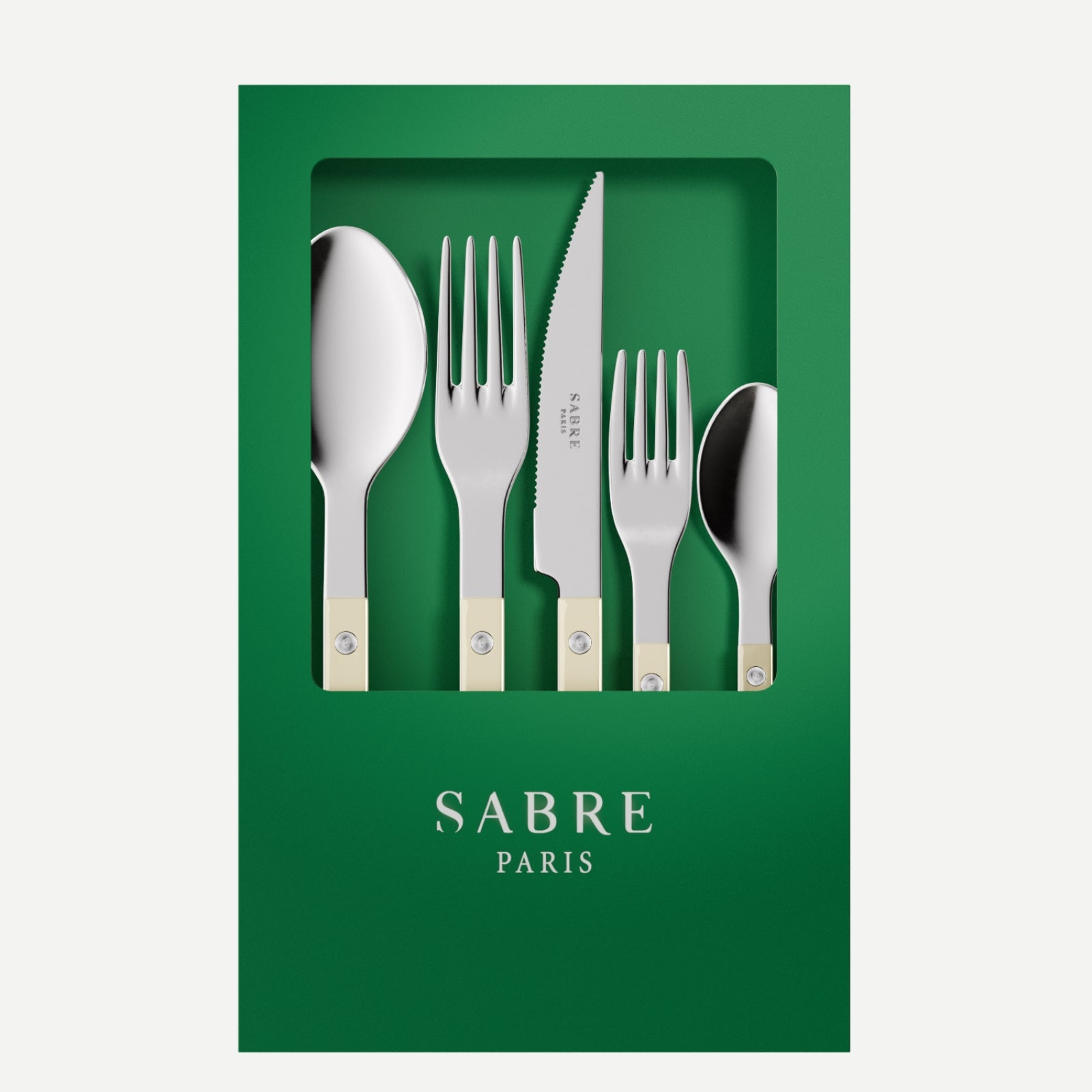 Bistrot Uni, Ivoire - Coffret de 5 couverts de table