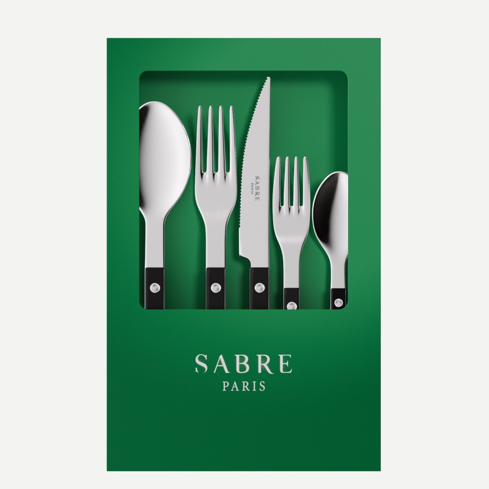 Bistrot Uni, Noir - Coffret de 5 couverts de table