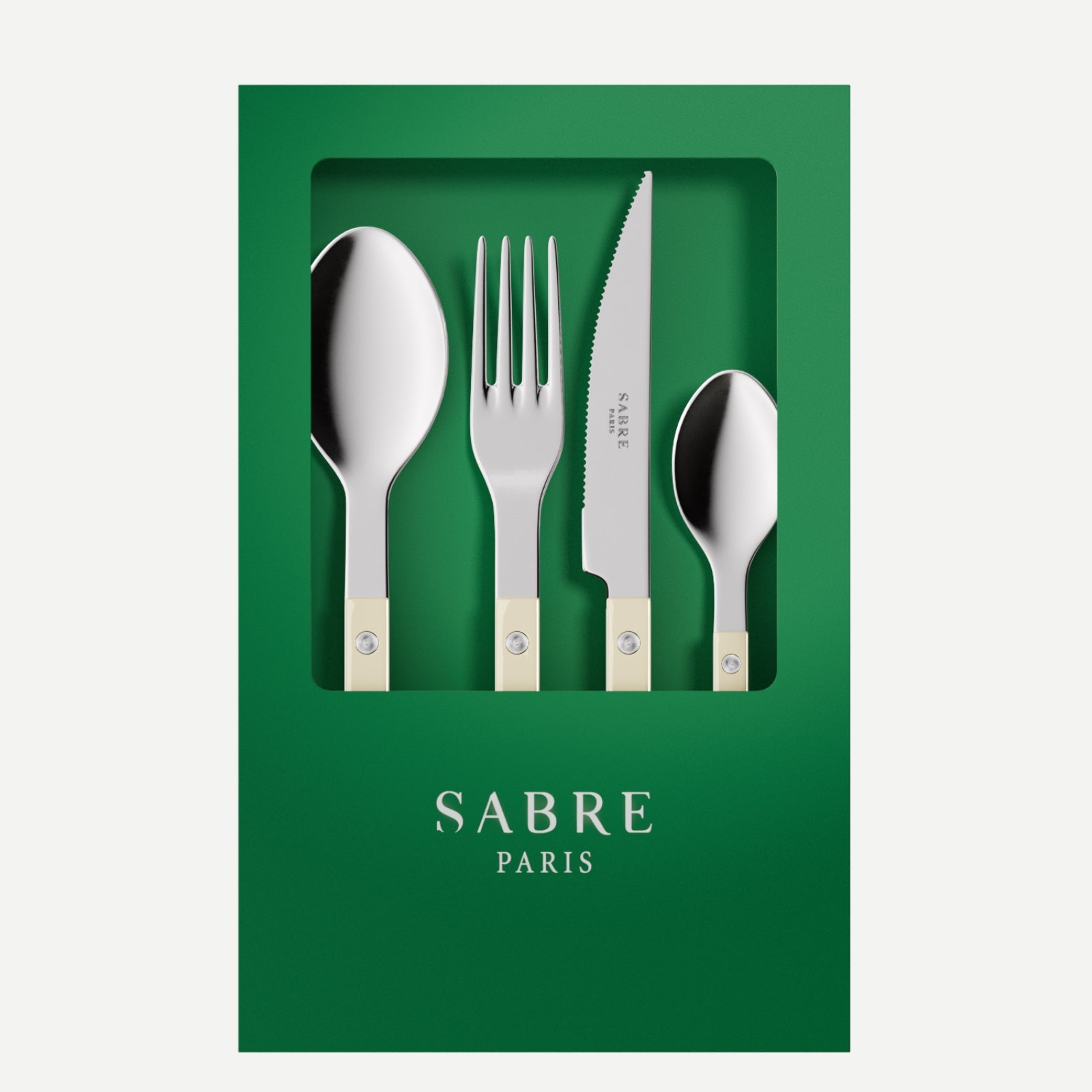 Bistrot Uni, Ivoire - Coffret de 4 couverts de table