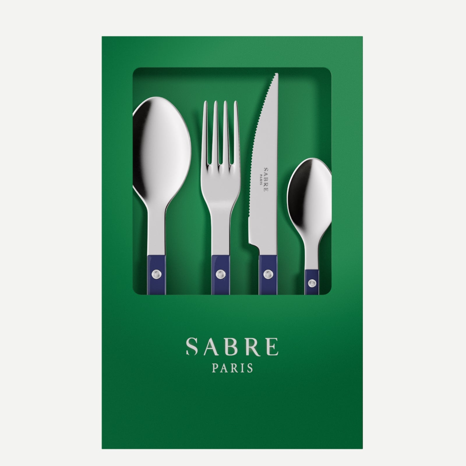 Bistrot Uni, Bleu marine - Coffret de 4 couverts de table