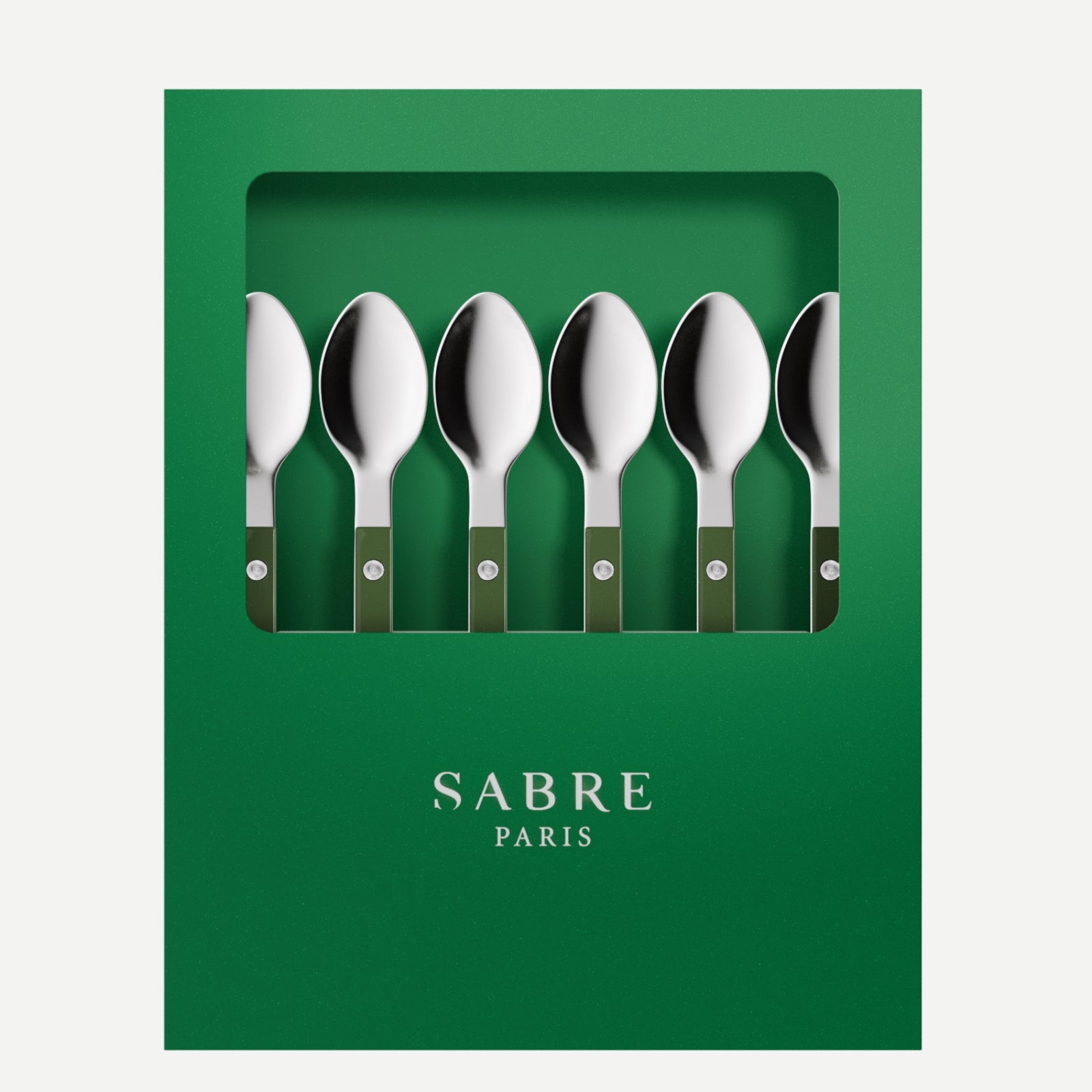 Bistrot Uni, Vert - Coffret de 6 cuillères à expresso