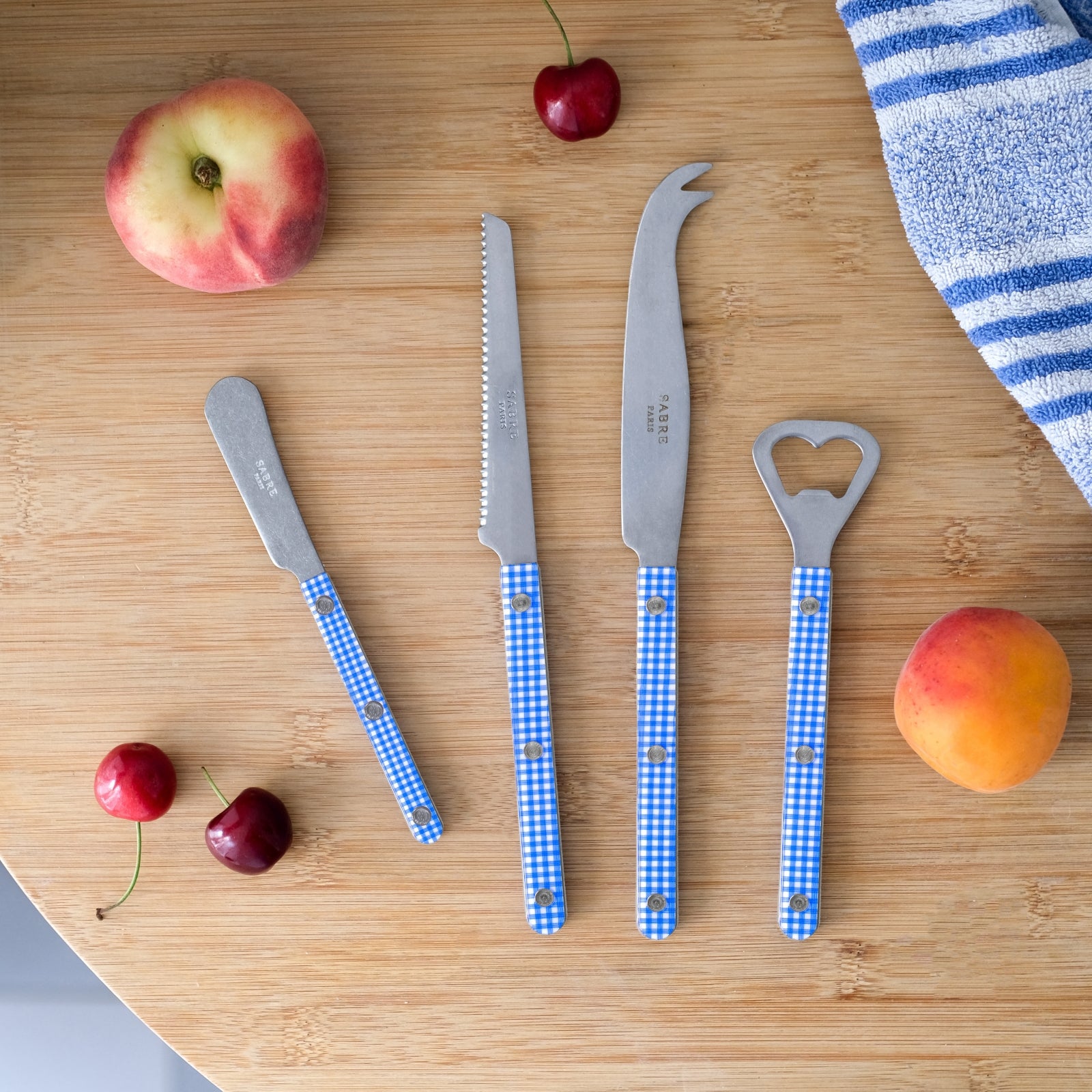 Bistrot Vintage Vichy, Blau - Aperitif-Set Bistrot