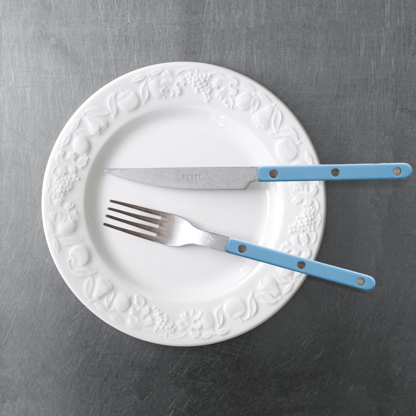 Bistrot Vintage Uni, Bleu pastel - Fourchette de table