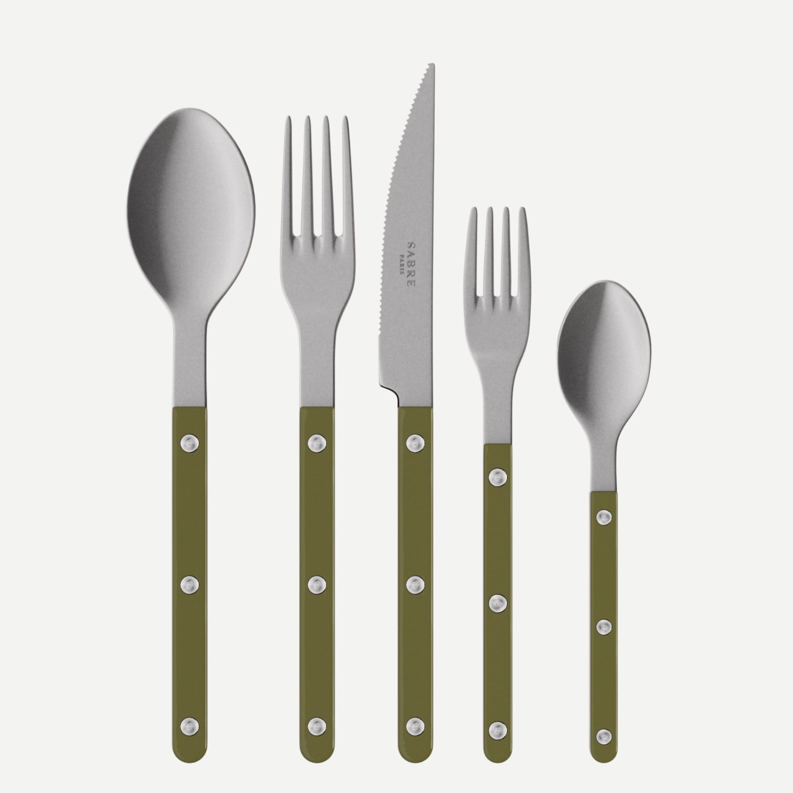 Bistrot Vintage Solid, Green fern - 5 pieces cutlery set