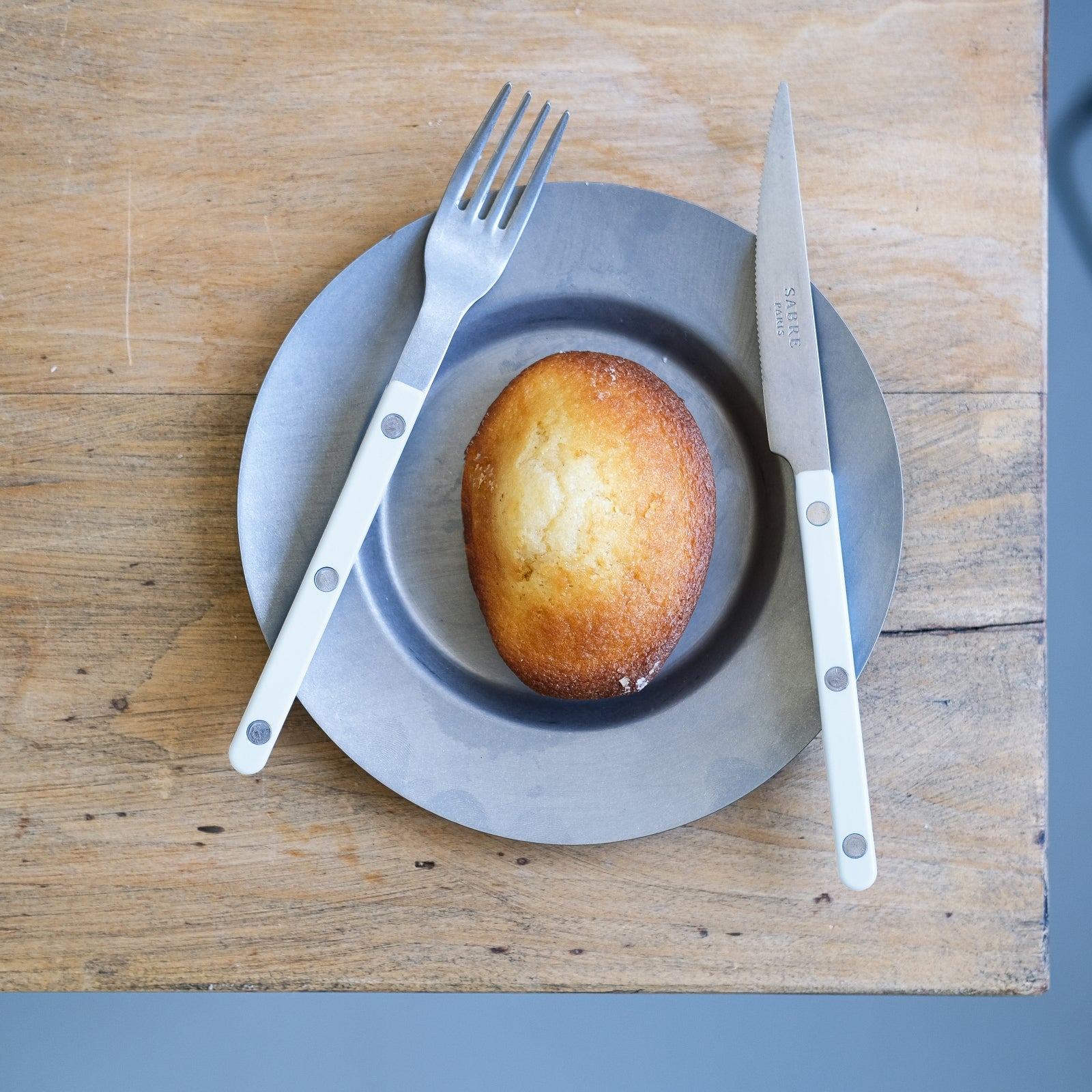 Bistrot Vintage Uni, Blanc - Couteau à dessert