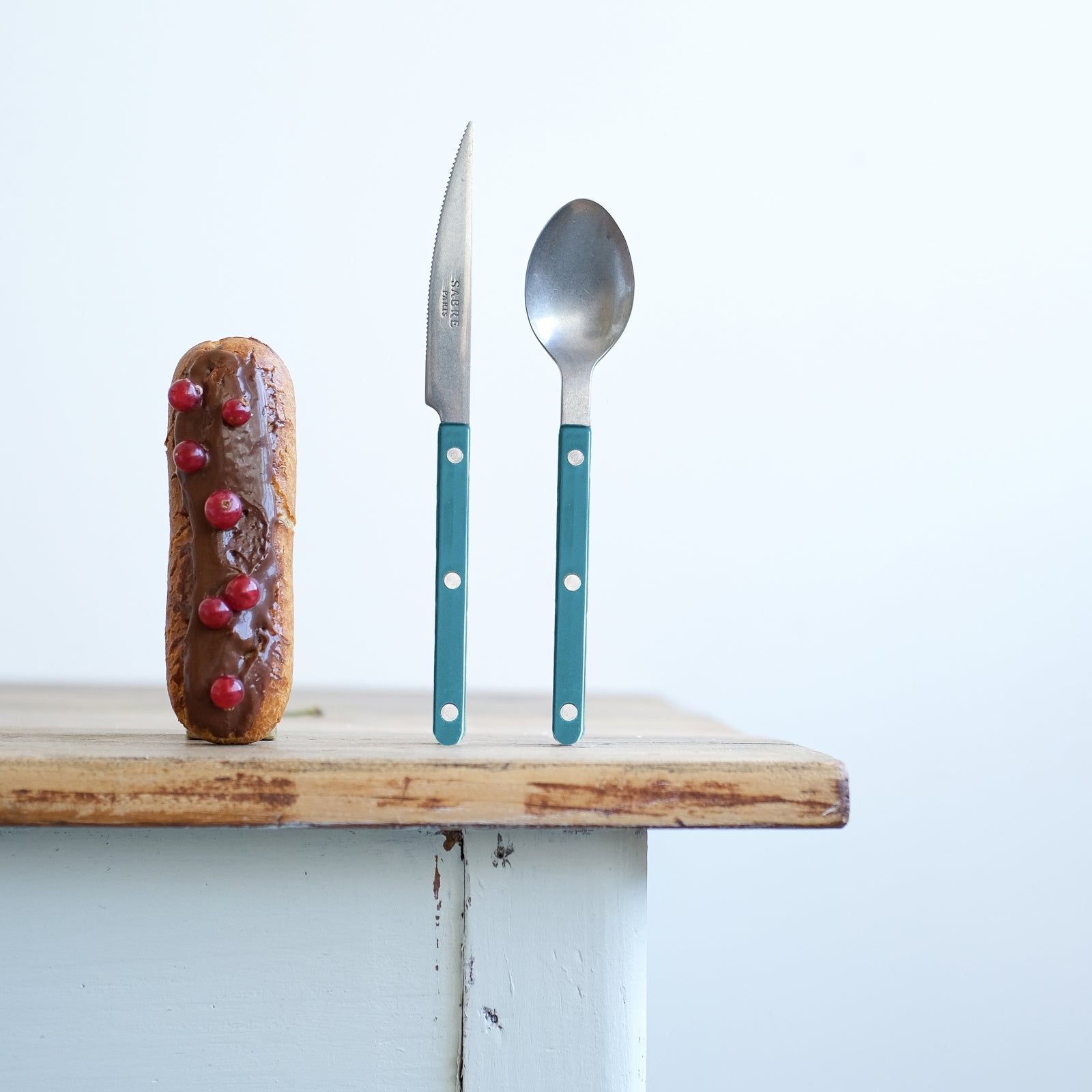 Bistrot Vintage Uni, Bleu canard - Couteau à dessert