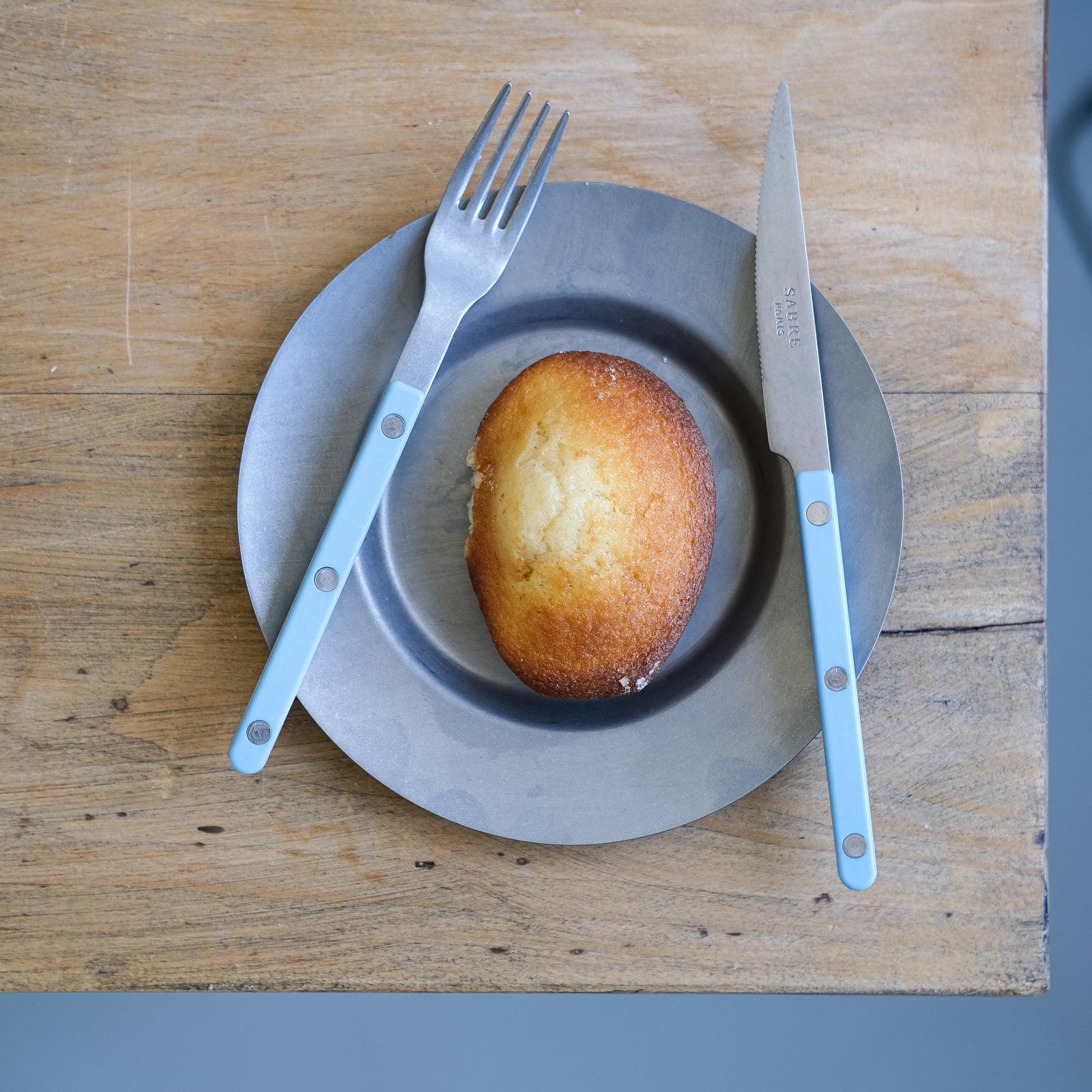 Bistrot Vintage Uni, Bleu pastel - Couteau à dessert