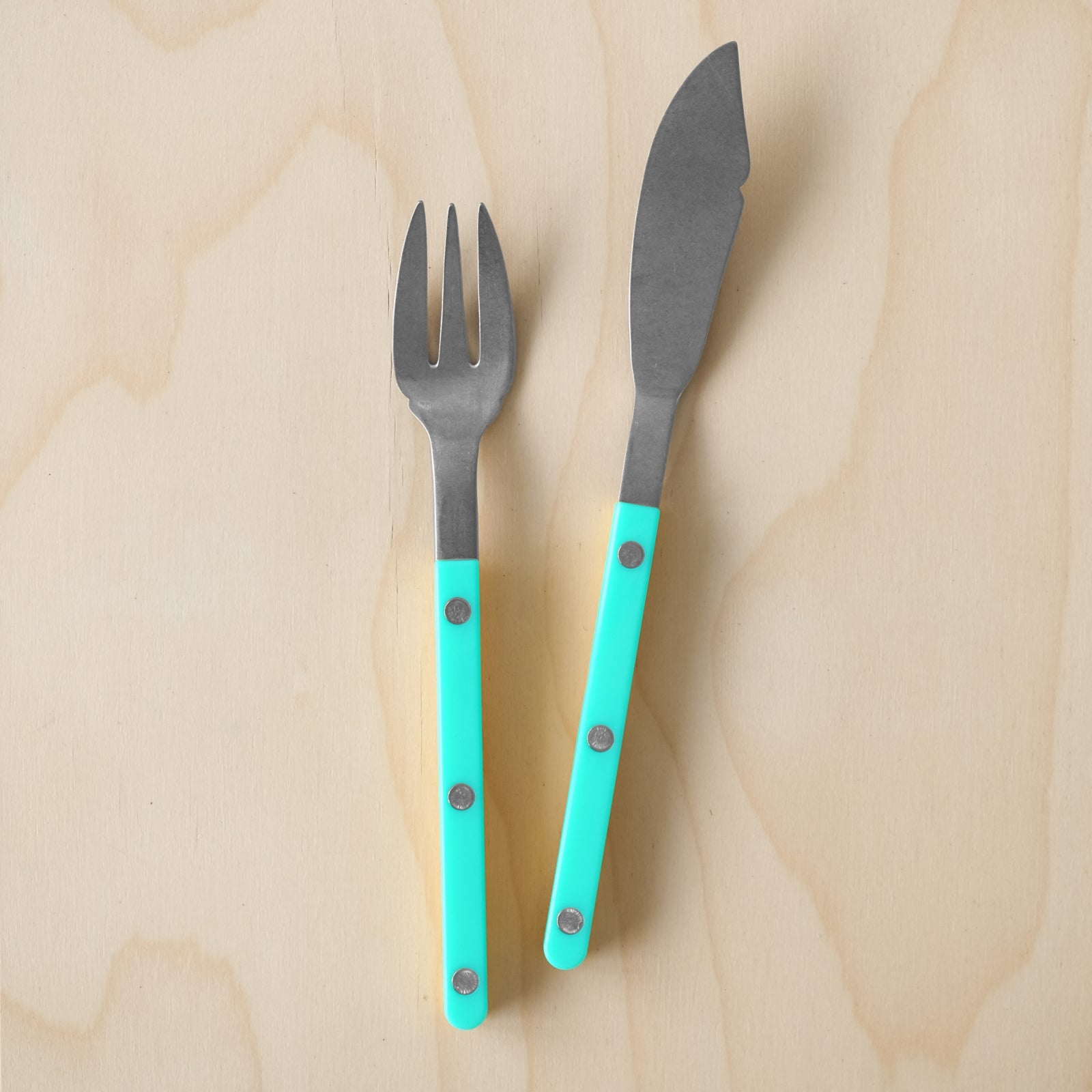 Bistrot Vintage Uni, Turquoise - Couverts à poisson