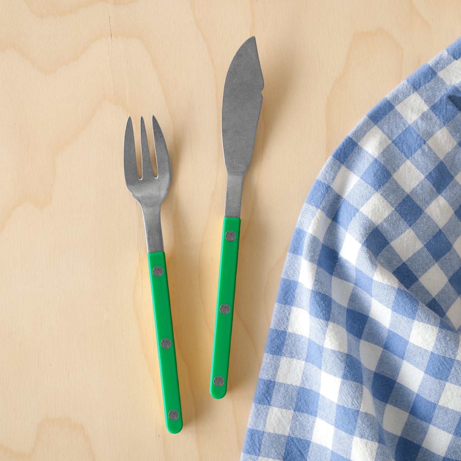 Bistrot Vintage Effen, Grasgroen - visbestekken