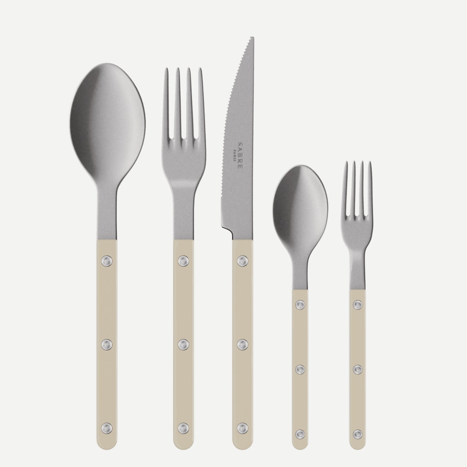 Bistrot Vintage Solid, Light kaki - 5 pieces cutlery set