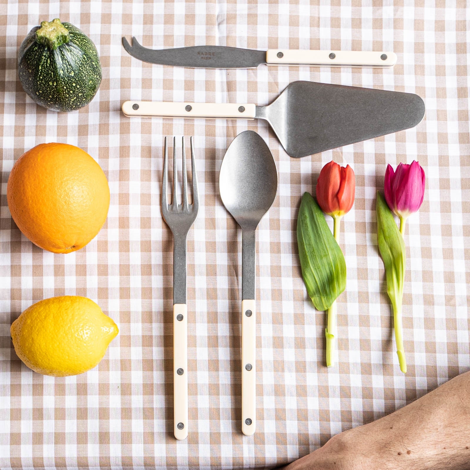 Bistrot Vintage Uni, Ivoire - Set Les Essentiels Bistrot - ensemble de 4 couverts de service