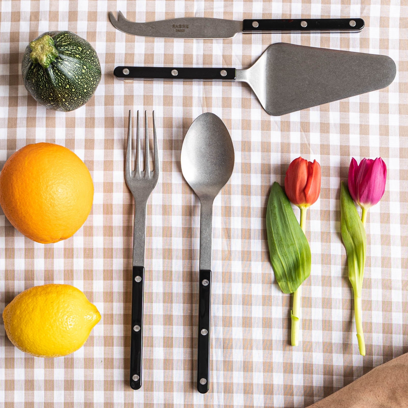 Bistrot Vintage Effen, Zwart - set Les Essentiels Bistrot - geheel van 4 serveersets