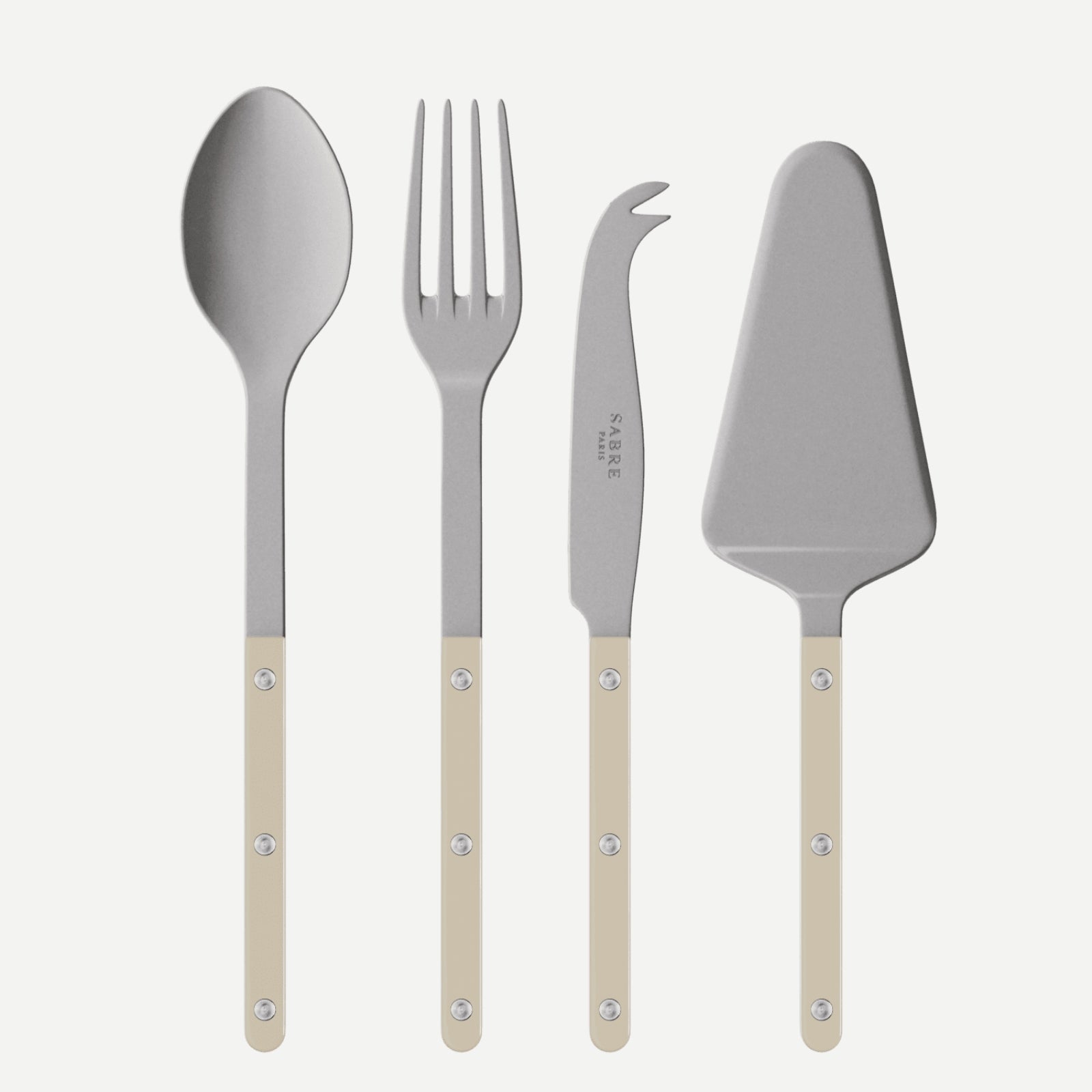 Bistrot Vintage Uni, Mastic - Set Les Essentiels Bistrot - ensemble de 4 couverts de service