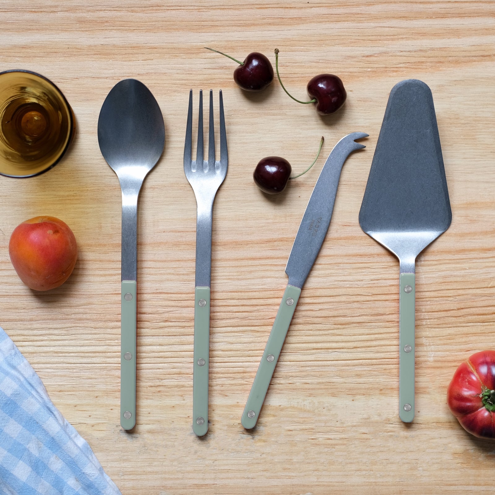 Bistrot Vintage Uni, Asperge - Set Les Essentiels Bistrot - ensemble de 4 couverts de service