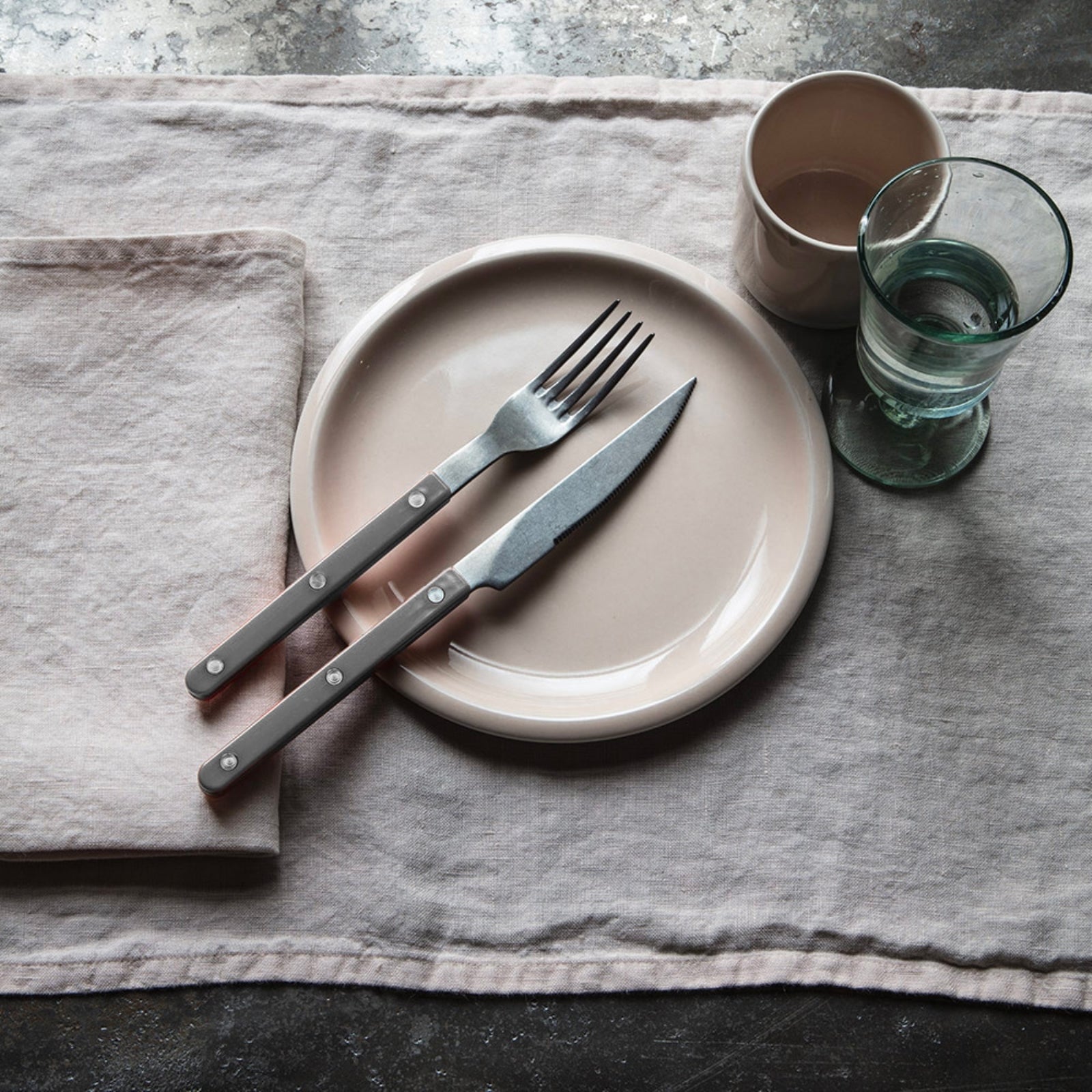 Bistrot Vintage Uni, Anthracite - Ménagère 48 pièces