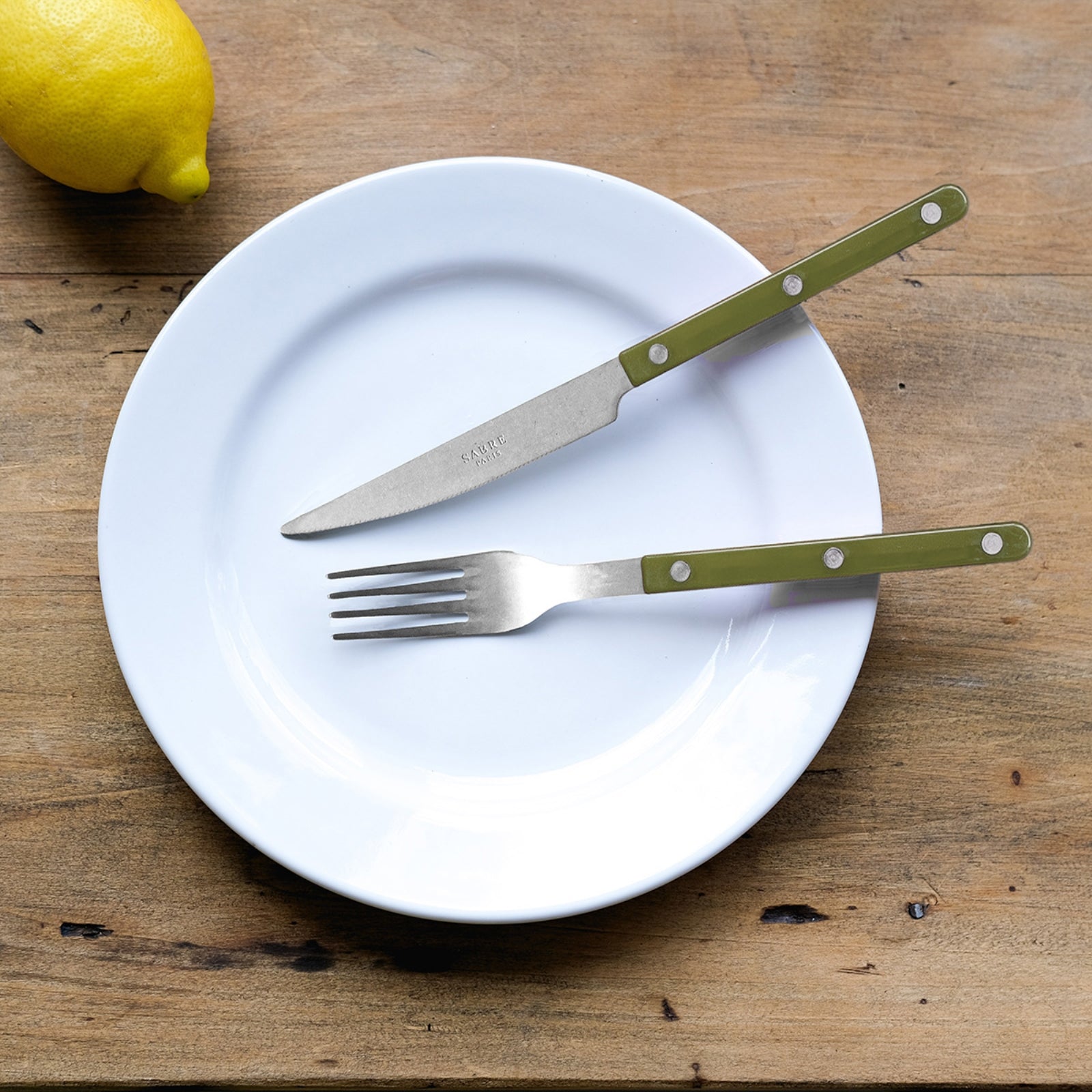 Bistrot Vintage Solid, Farngrün - Besteckset für 12 Personen