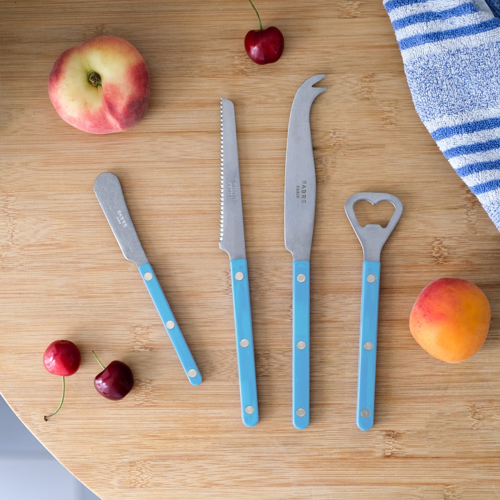 Bistrot Vintage Uni, Bleu pastel - Set apéro Bistrot