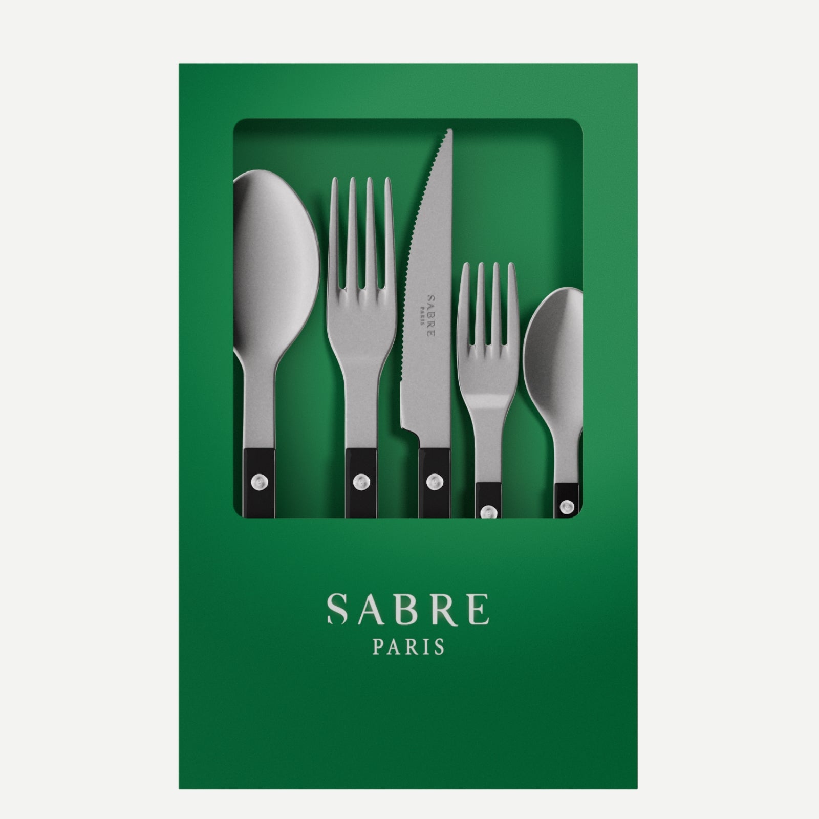 Bistrot Vintage Uni, Noir - Coffret de 5 couverts de table