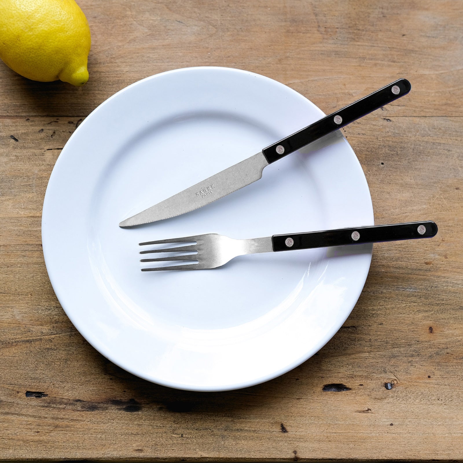 Bistrot Vintage Uni, Noir - Coffret de 5 couverts de table