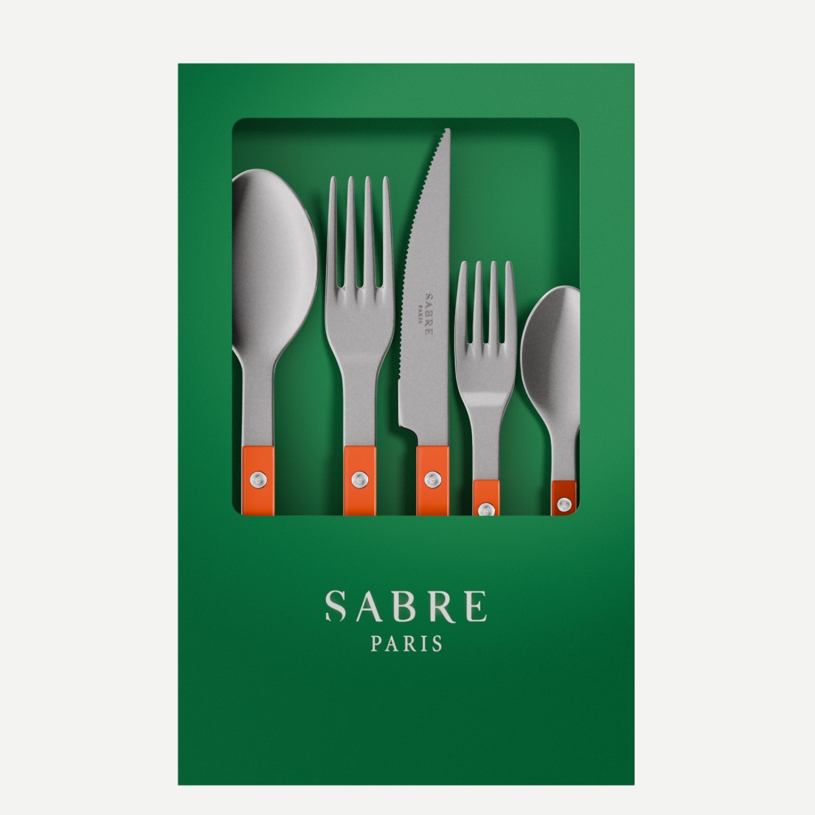 Bistrot Vintage Uni, Orange - Coffret de 5 couverts de table